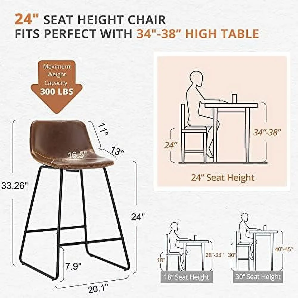 HBLUKDL Centiar Faux Leather Indoor Kitchen Dining Chair Set of 4 Comfortable Farmhouse Chairs With Metal Legs  Modern Industrial Upholstered Chairs Suitable For Home  Bistro Coffee Shop