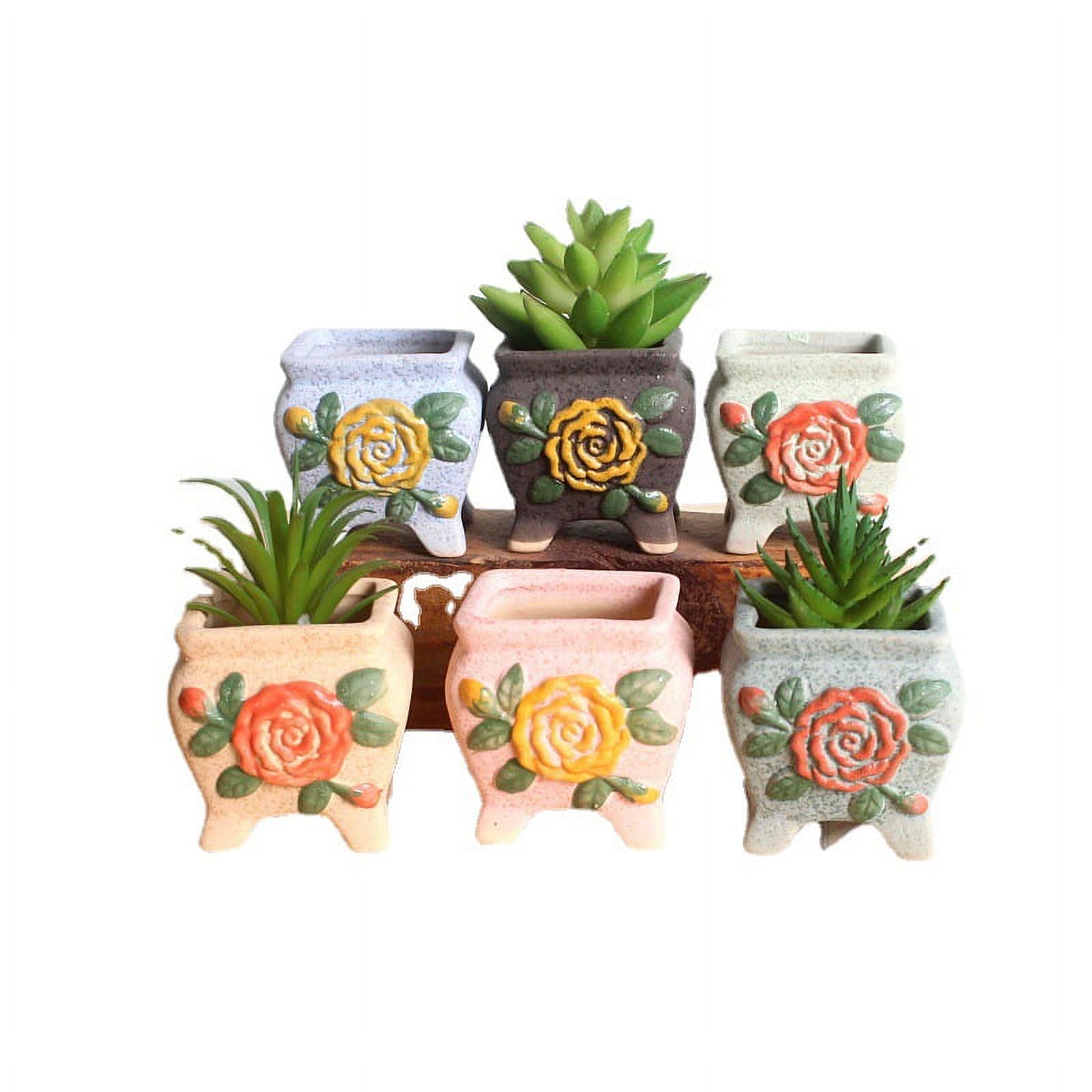 Ceramic Succulent Planter - Thumb Pot, Hand-Painted Mini Succulent Planter