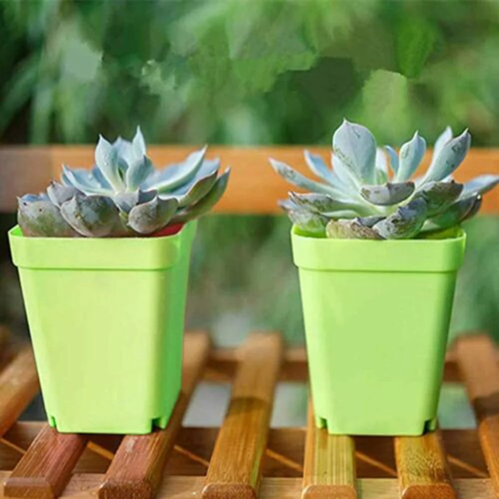 10 PCS Colorful Multi Square Nursery Flower Pots,Plastic Plant Pot with Nursery