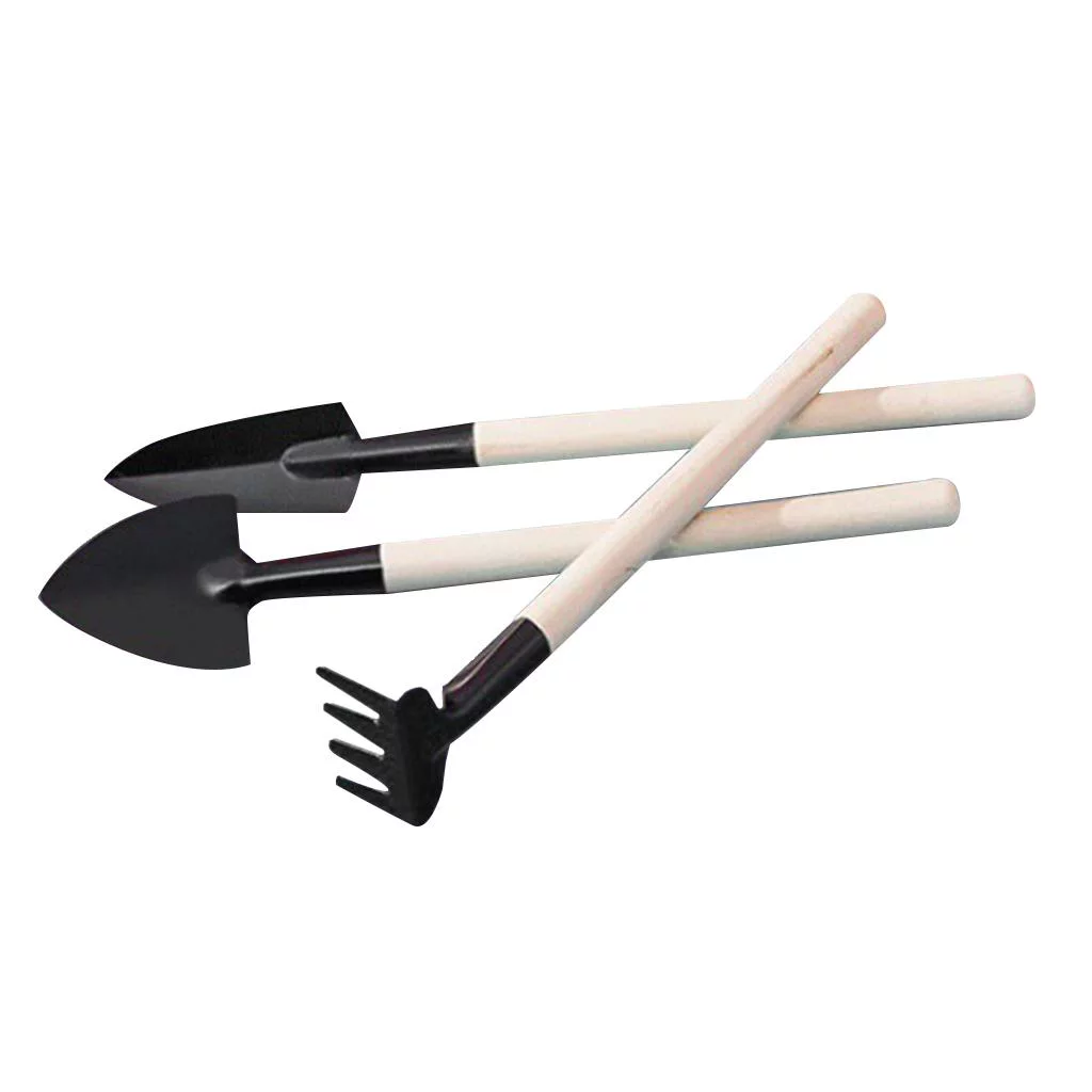 3pcs Durable Tools Hand Plng Tools Small Shovel Rake Wood Handle