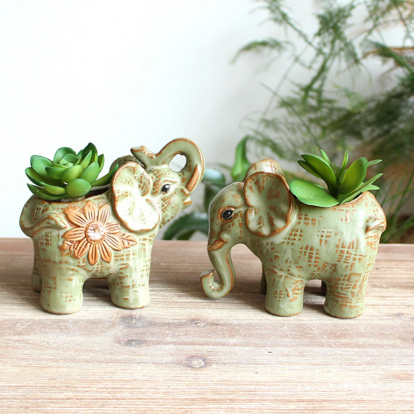 Ceramic Kiln Glazed Succulent Flower Pot - Lucky Elephant Design