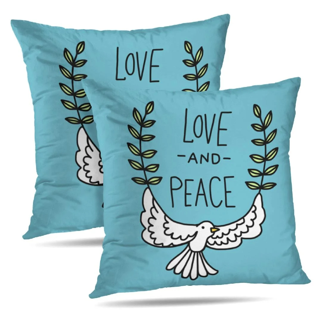 LALILO Throw Pillow Covers Love And Peace Word And Cute White Cushion Cover 18