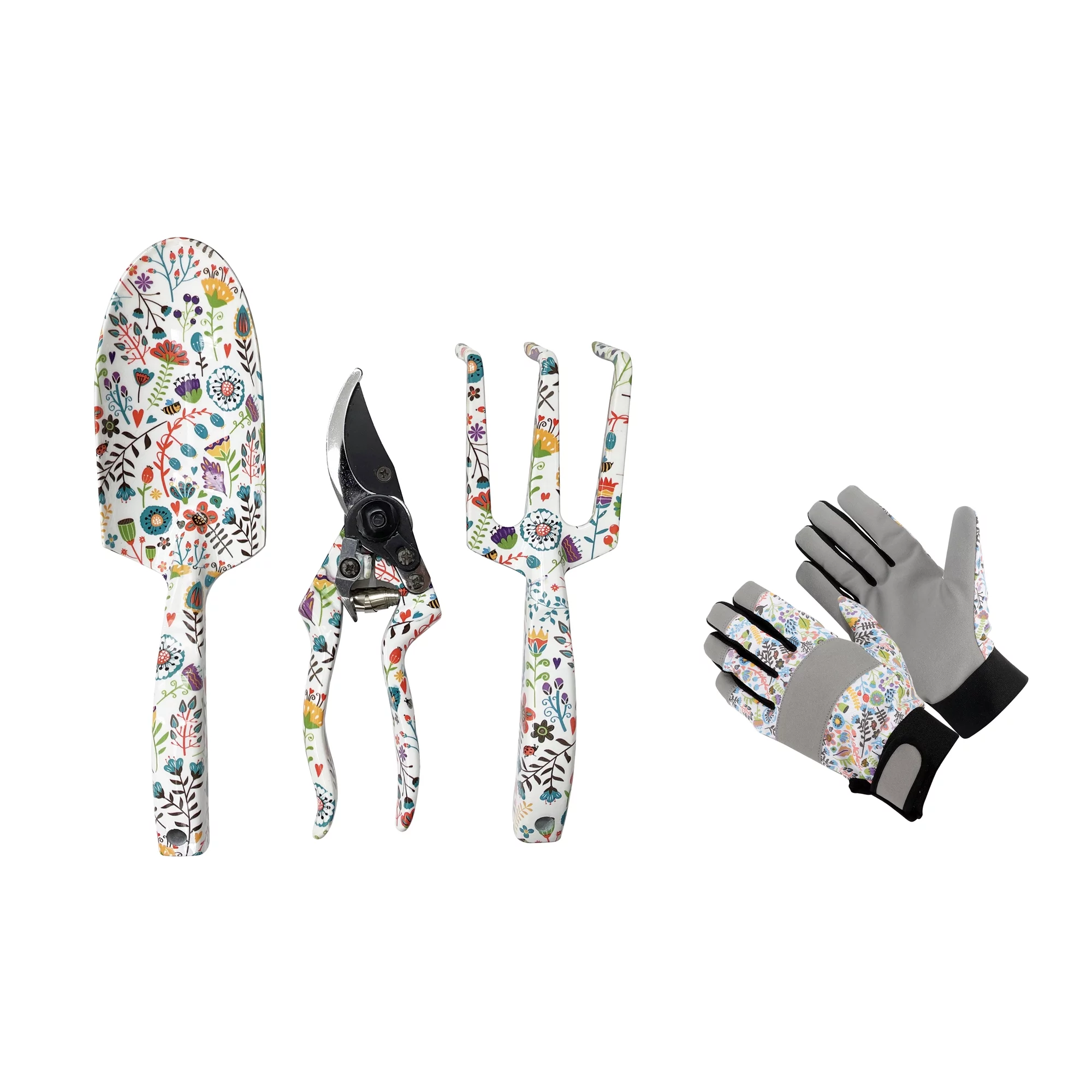 Essentials White Floral Gardening Tool Set (4 Pieces)