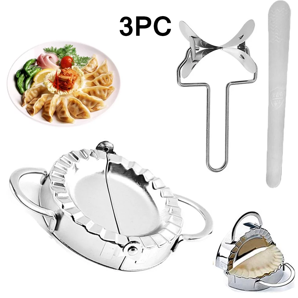 3 Pcs Dumplings Makers, Dumplings Makers, Mrmosy Dumpling Molds Dumpling Wrappers Tool Dumplings Maker Set for Home Kitchen Silver