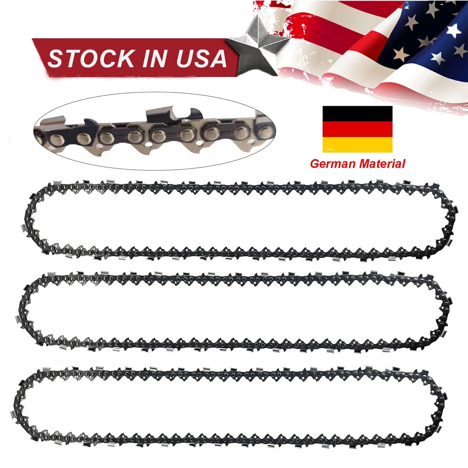 3 Pack 10 Inch Chainsaw Chain R40, 3/8