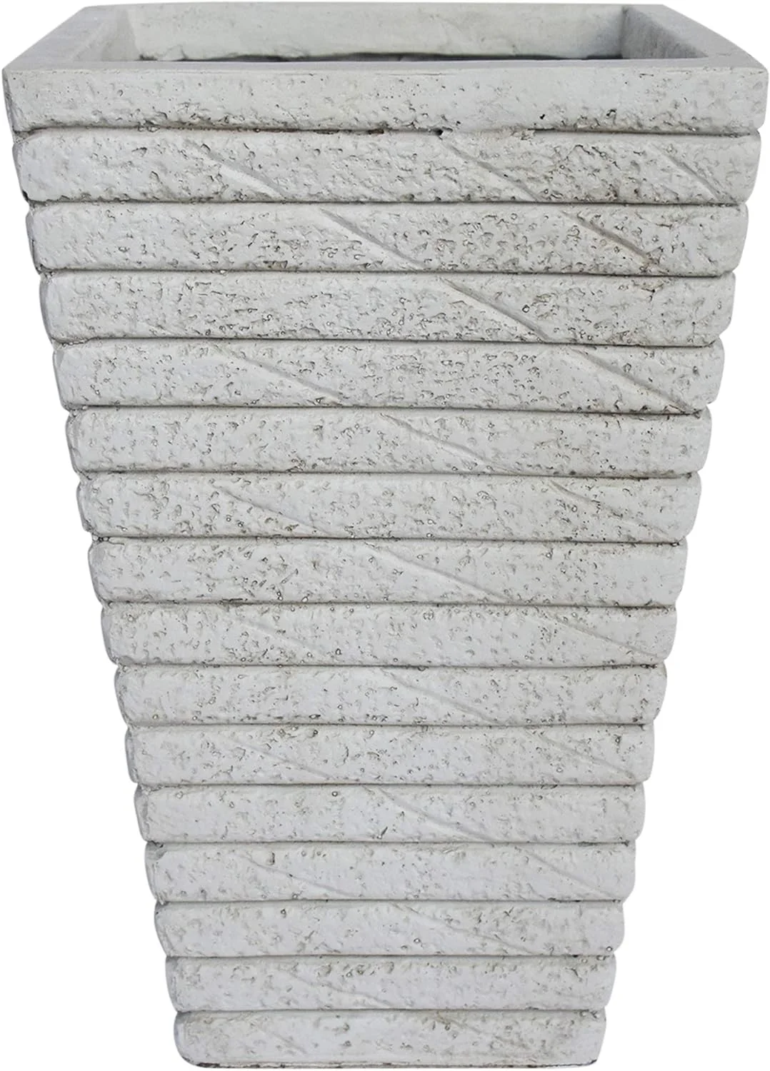 Urn Planter, Square, Tapered, Riveted, Antique  Lightweight Concrete