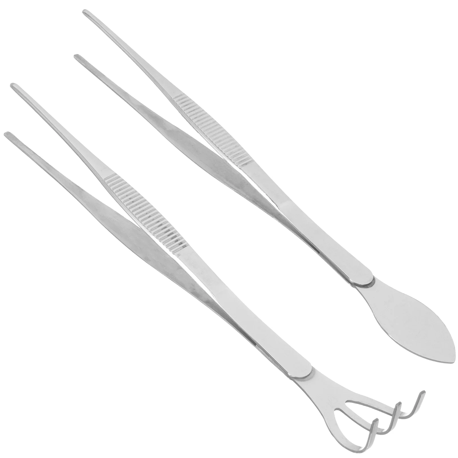 Qumonin Mini Bonsai Root Rake Tweezers 2-in-1 Stainless Steel Gardening Tool