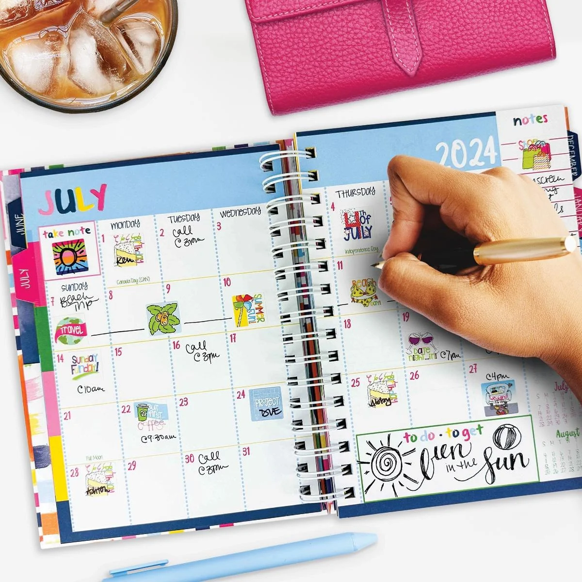 Reminder Binder® 2024-2025 Planner; 18-month Calendar with 361 Planner Stickers (Blossoms)