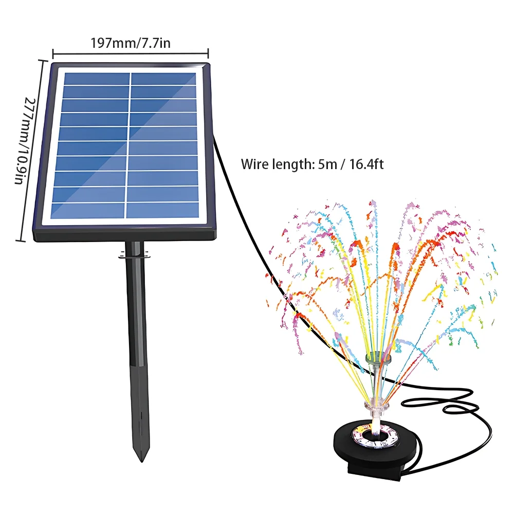 Pump,7w Solar Nozzle Kit Pump Built-in Pump With Clear Nozzle Max 400l/h And Remote Solar Pump With 16ft Cable 17pcs Clear Kit 7w Water Pump 3000mah Battery Remote 17pcs Solar Pond 400l/h Solar