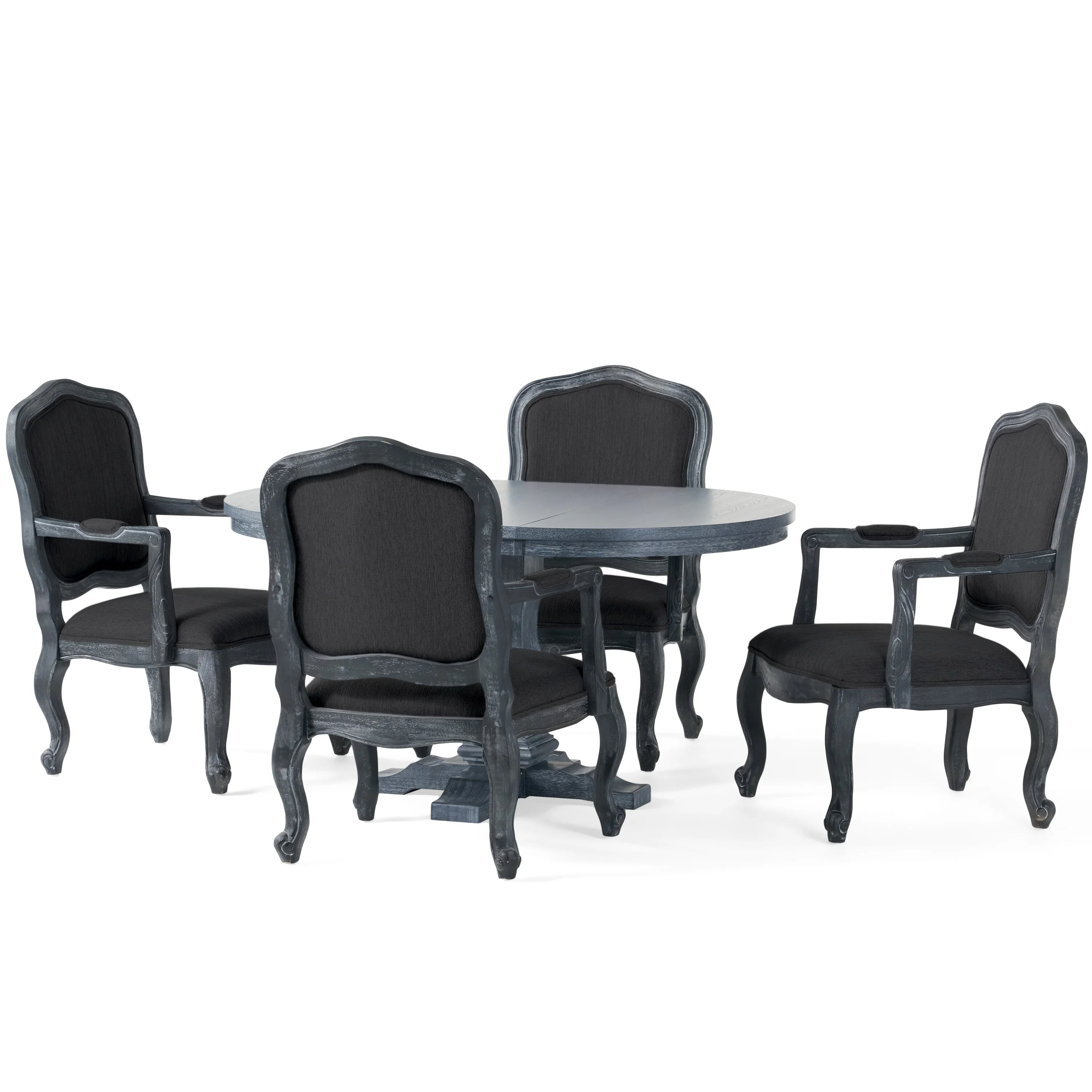 Christopher Knight Home Andrea  Fabric and Rubberwood Dining Set by  Gray/ Black