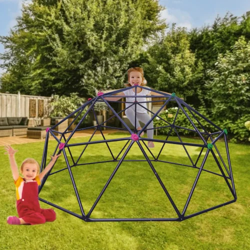 ACETEK 10ft, Ten sided climbing frame for outdoor playground for age 3+ climber with Colorful Climbing Stones