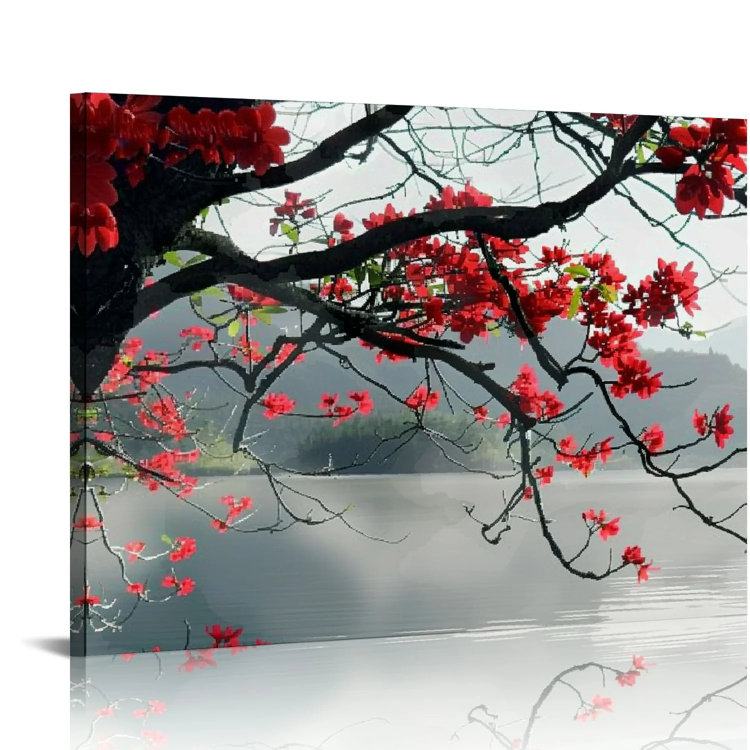 PRATYUS Plum Blossom Canvas Wall Art, Plum Color Wall Art, Cherry Blossom Wall Art, Cherry Blossom Wall Art Canvas,Home Decor Canvas Wall Art, Image Available 20x16in