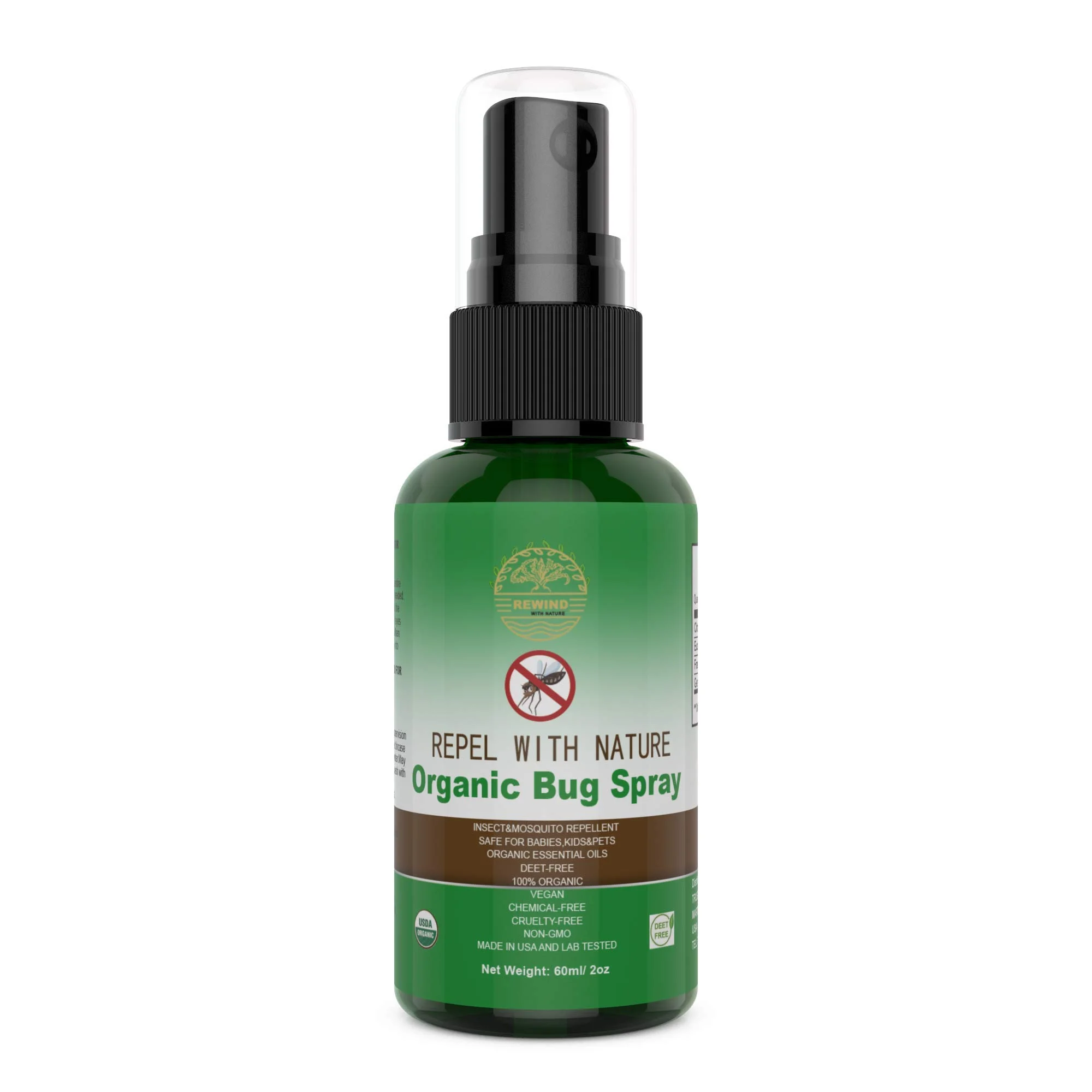 Bugaway Repel Spray Lemon Eucalyptus- All Natural Organic Essential Oil Spray Plus Frankincense Lavender, Lemongrass