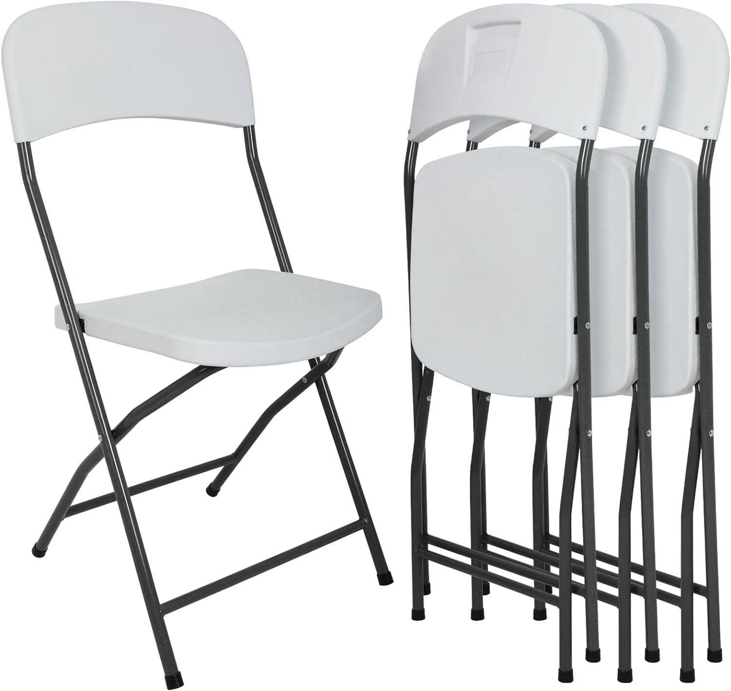 SQYUIJH 6 Pack   Plastic Fold Up Chair  Portable Stackable Commercial Seat with Backrest & Metal Frame for Outdoor Indoor Events  Office  Party  Wedding  265 LBS Capacity