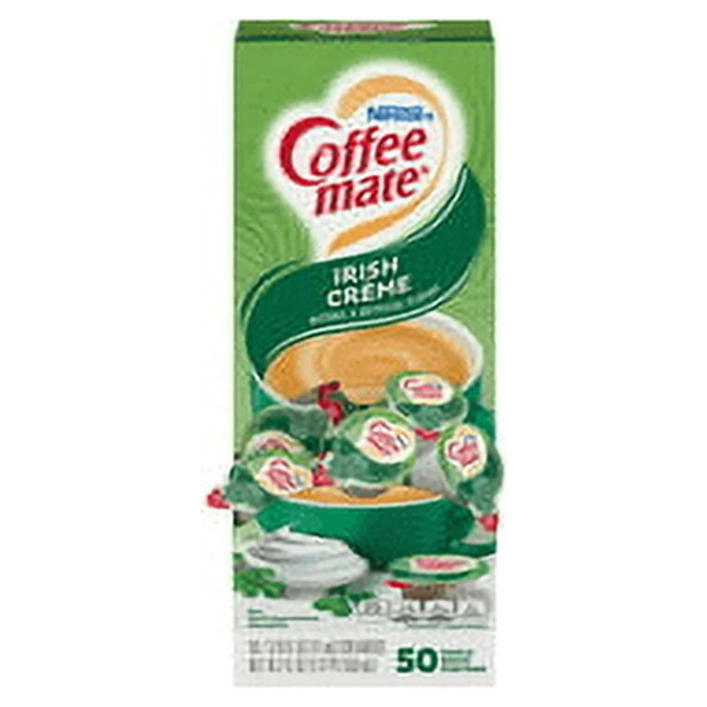 Coffee mate Liquid Creamer Tub Singles, Gluten-Free - Irish Cream Flavor - 0.38 fl oz (11 mL) - 50/Box - 50 Serving | Bundle of 2 Boxes