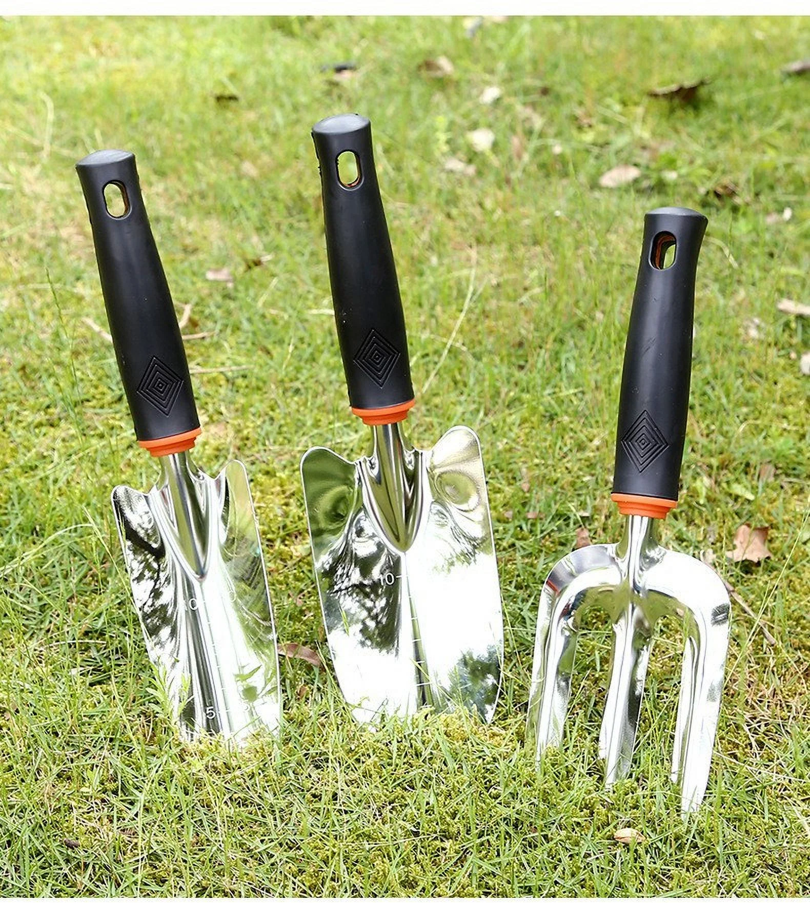 New Gardening Shovel Planting Tools Aluminum Alloy Flower Shovel Spade Shovel Digging Soil Loosening Vegetable Planting Tools Three-Piece Set Wear-Resistant