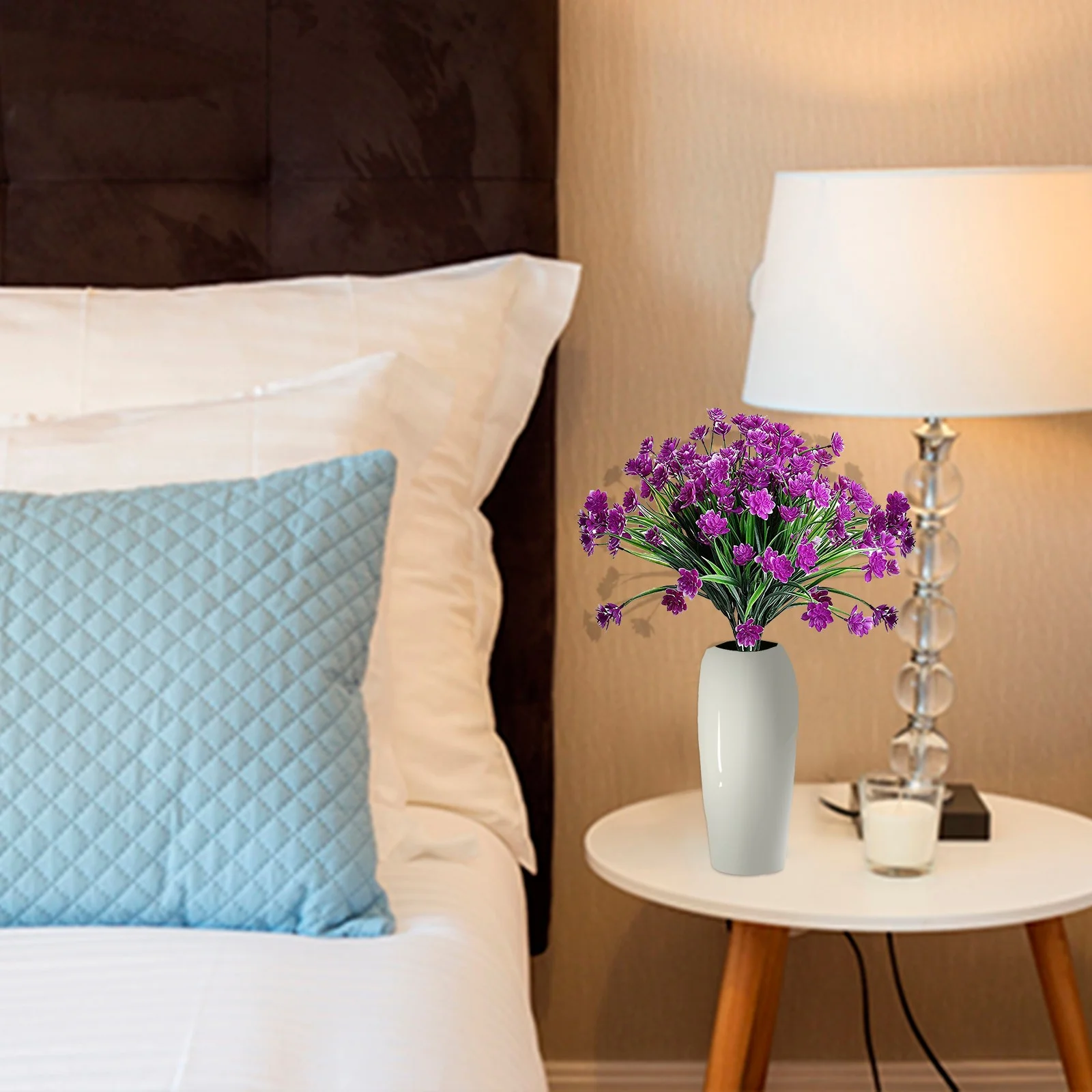 Teal Roses Artificial Flowers 2PCS Artificial Flowers Outdoor UV Resistant -ry Orchid Branches Artificial