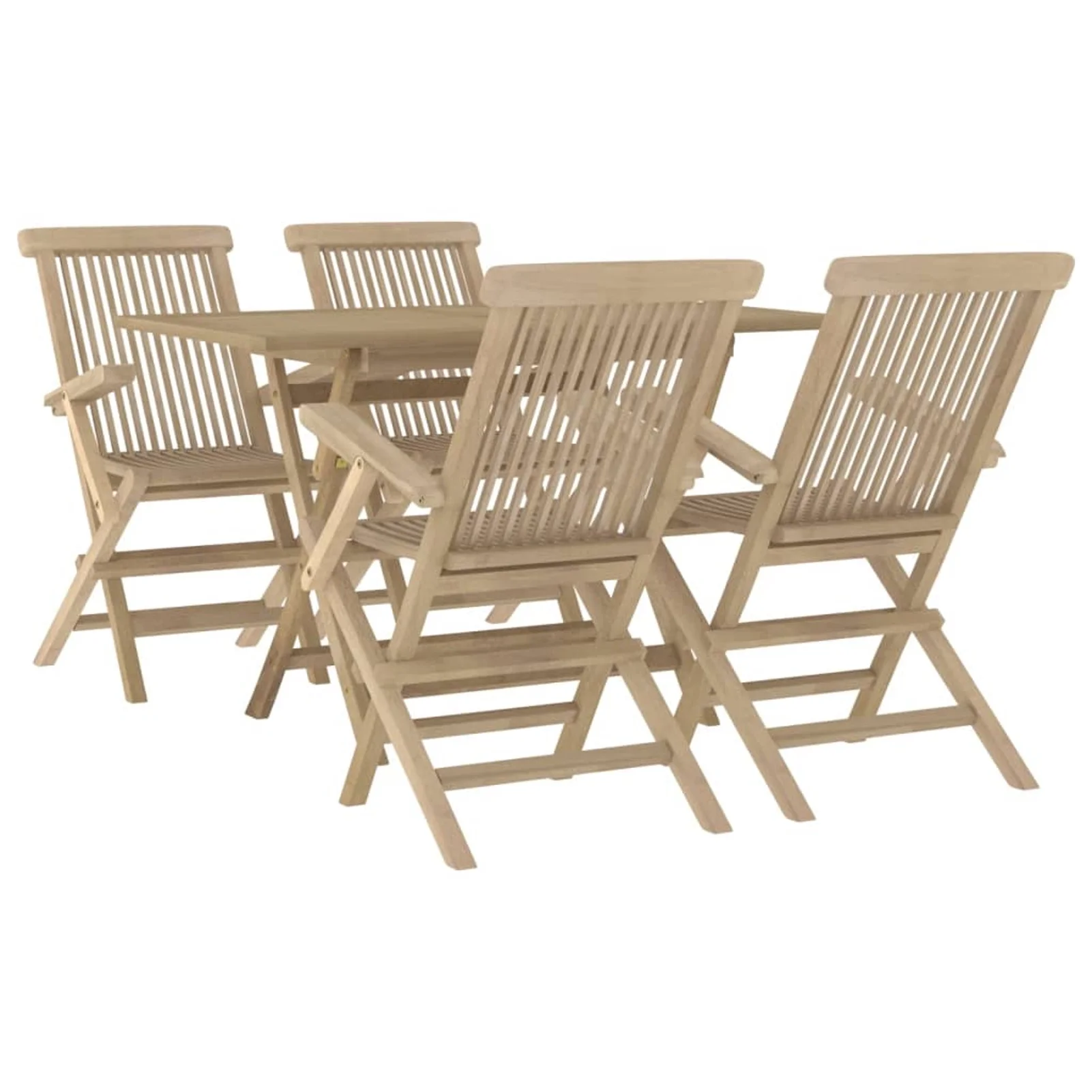 Uteam Teak Wood Patio Dining Set Solid Gray 5 Piece