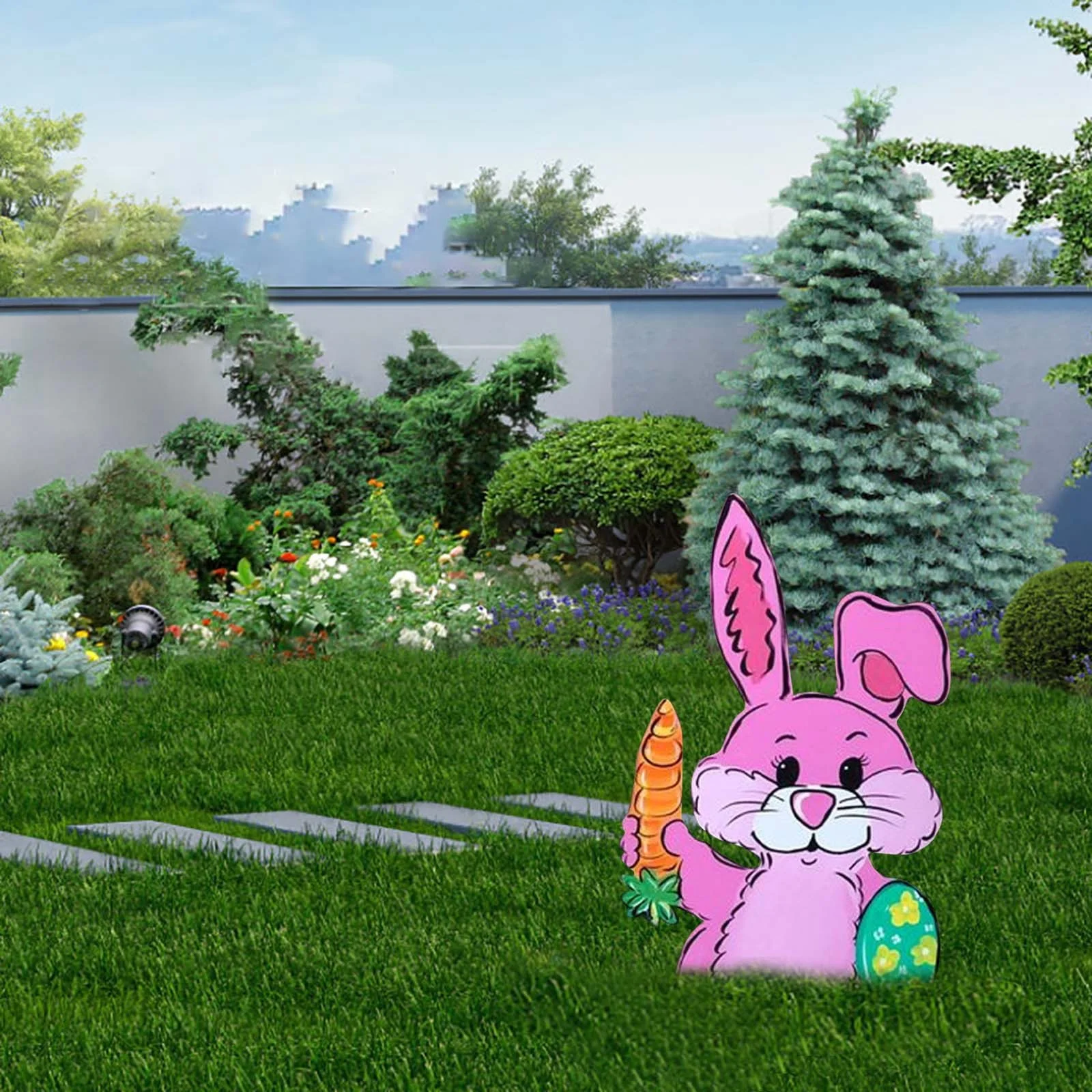 iju7gthy Gardening Supplies Pots 4th of July Indoor Easter Bunny Groundration Ground Plug Gardenration Insert Ornaments Garden Woodenration for Easter Scene Layout