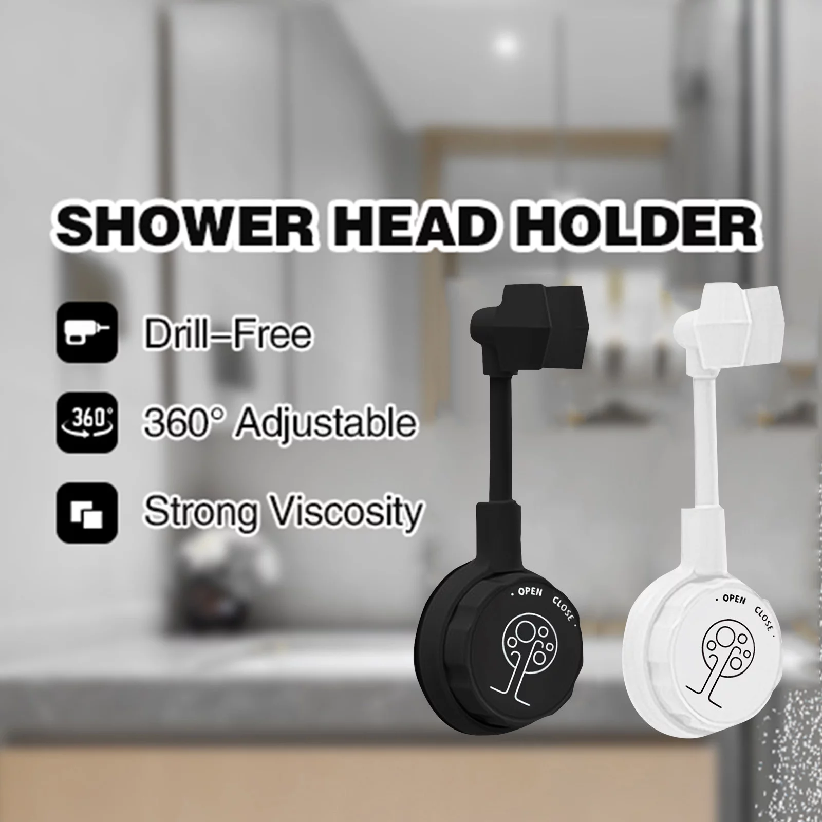 iju7gthy Doorstops for Inside Doorrative Adjustable Rotatable Shower Head Wall Mounter No-Punching Shower Rack *3Pcs