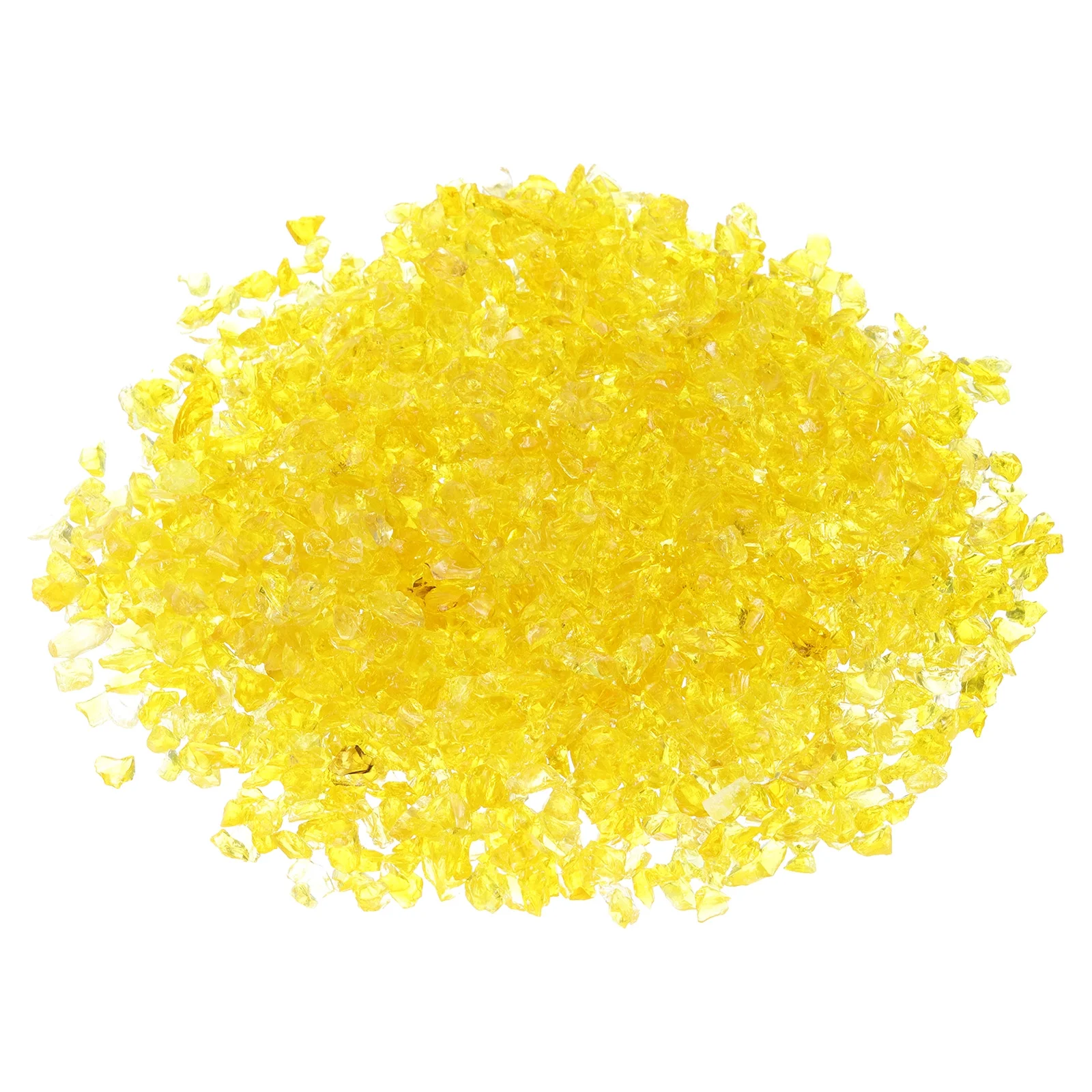 1 Pound Fire Glass Stone, 3-6mm Reflective Fire Pit Glass Rock for Fireplace, Yellow