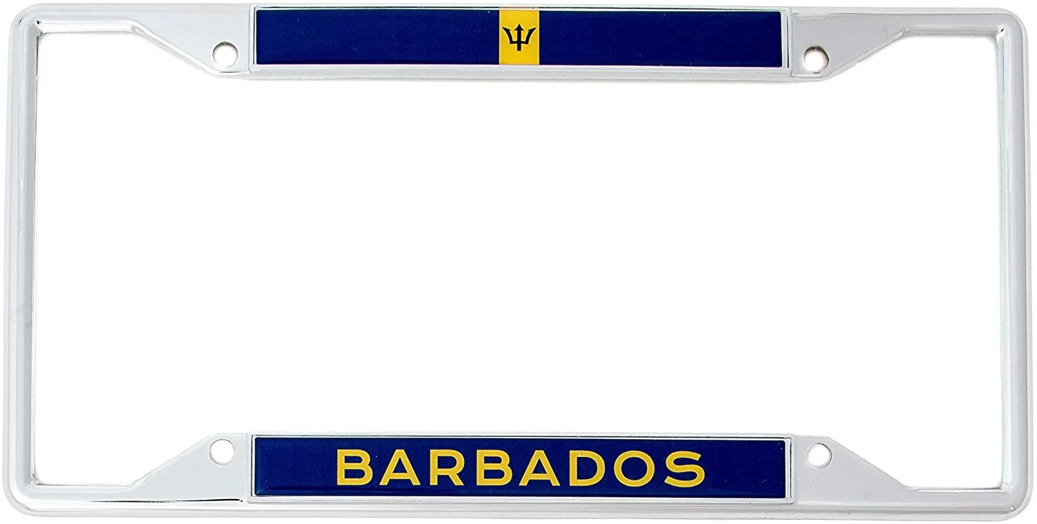 Country of Barbados Flag License Plate Frame For Front Back of Car Vehicle Truck Barbadian