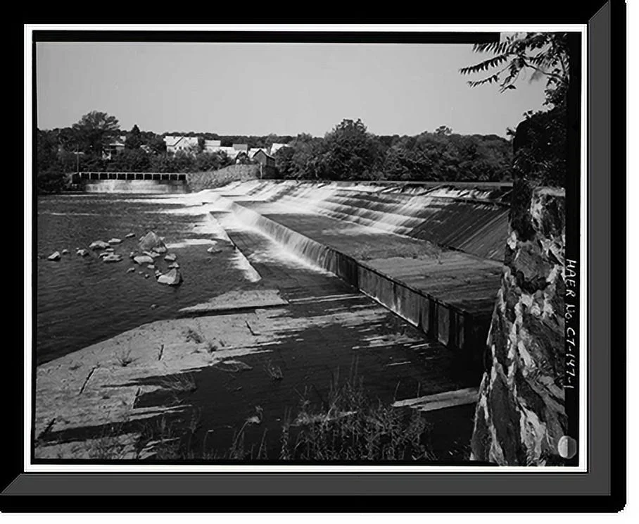Historic Framed Print, Norwich Water Power Company, West bank of Shetucket River beginning opposite Se, Norwich, New London County, CT, 17-7/8