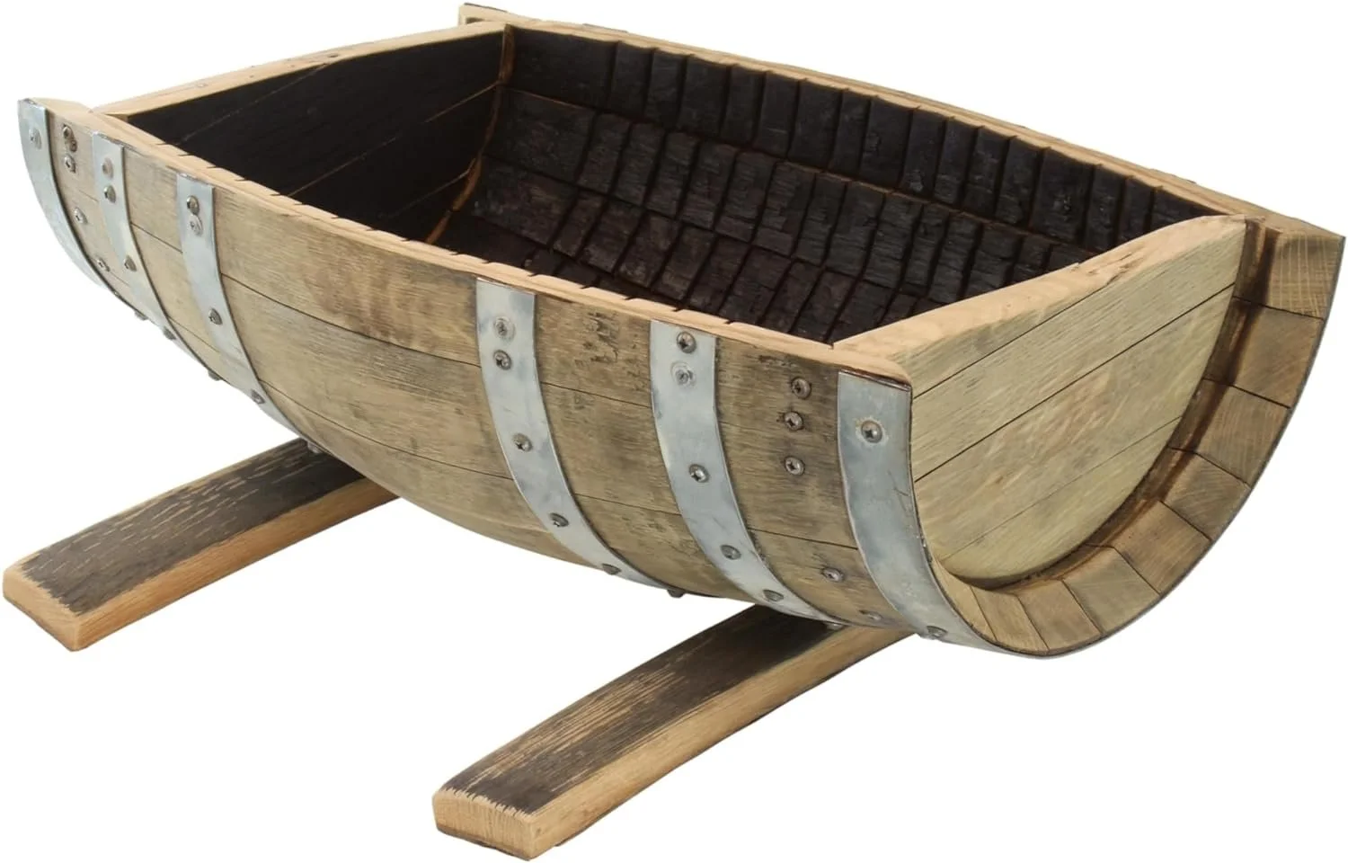 AmishToyBox.com Rustic Planter, Made from Real Wooden Whiskey Barrels, White Oak, Indoor or Outdoor