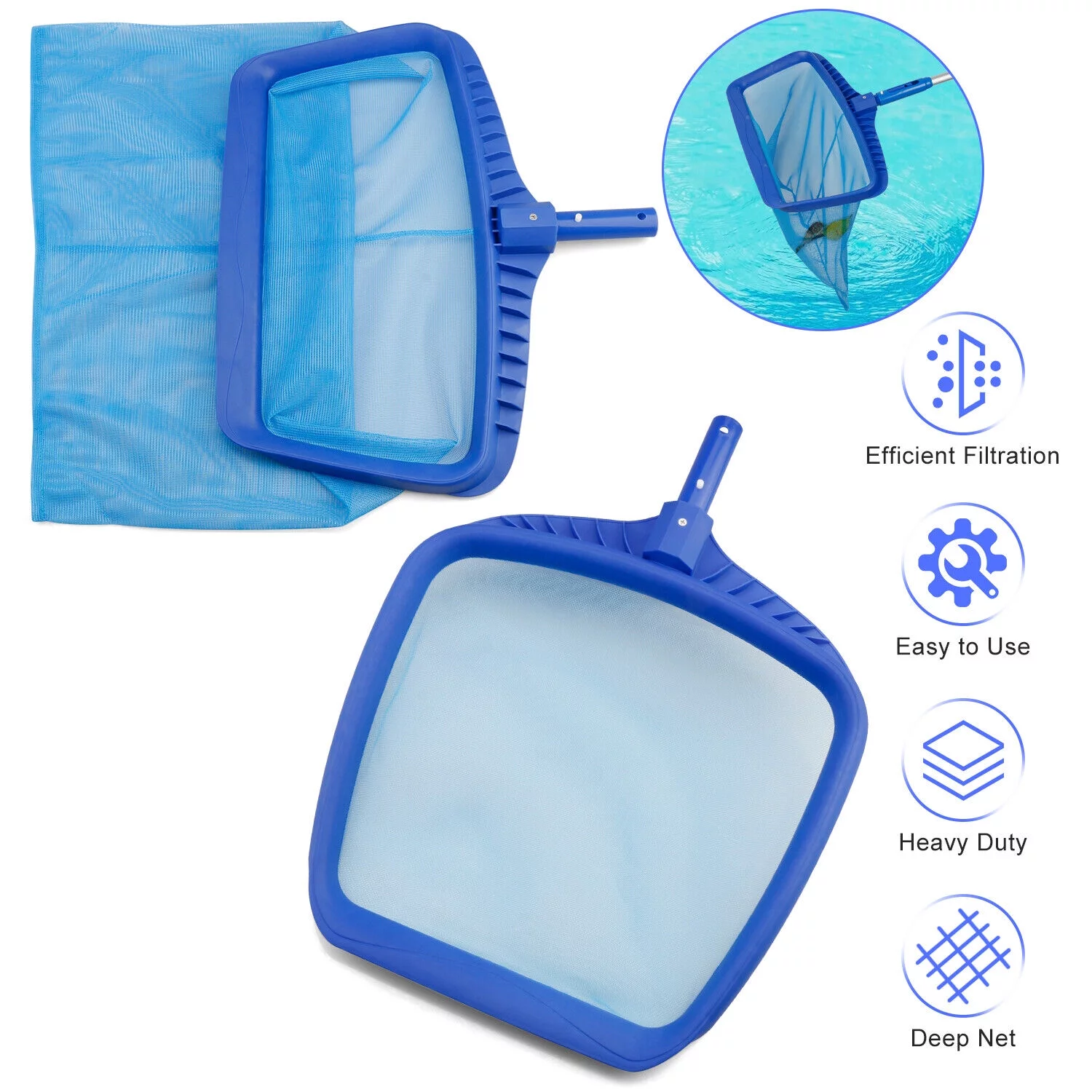 Garden Swimming Pool Cleaning Net Leaf Skimmer Rake Fine Mesh Hot Tub Spa Pond