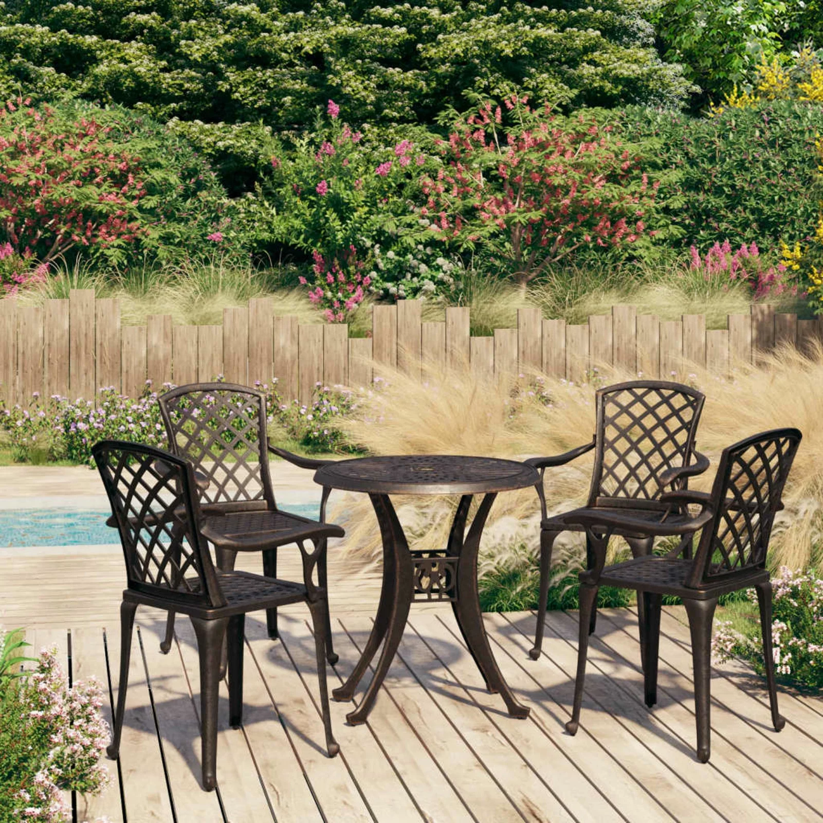 Andoer 5 Piece Bistro Set Cast Aluminum Bronze
