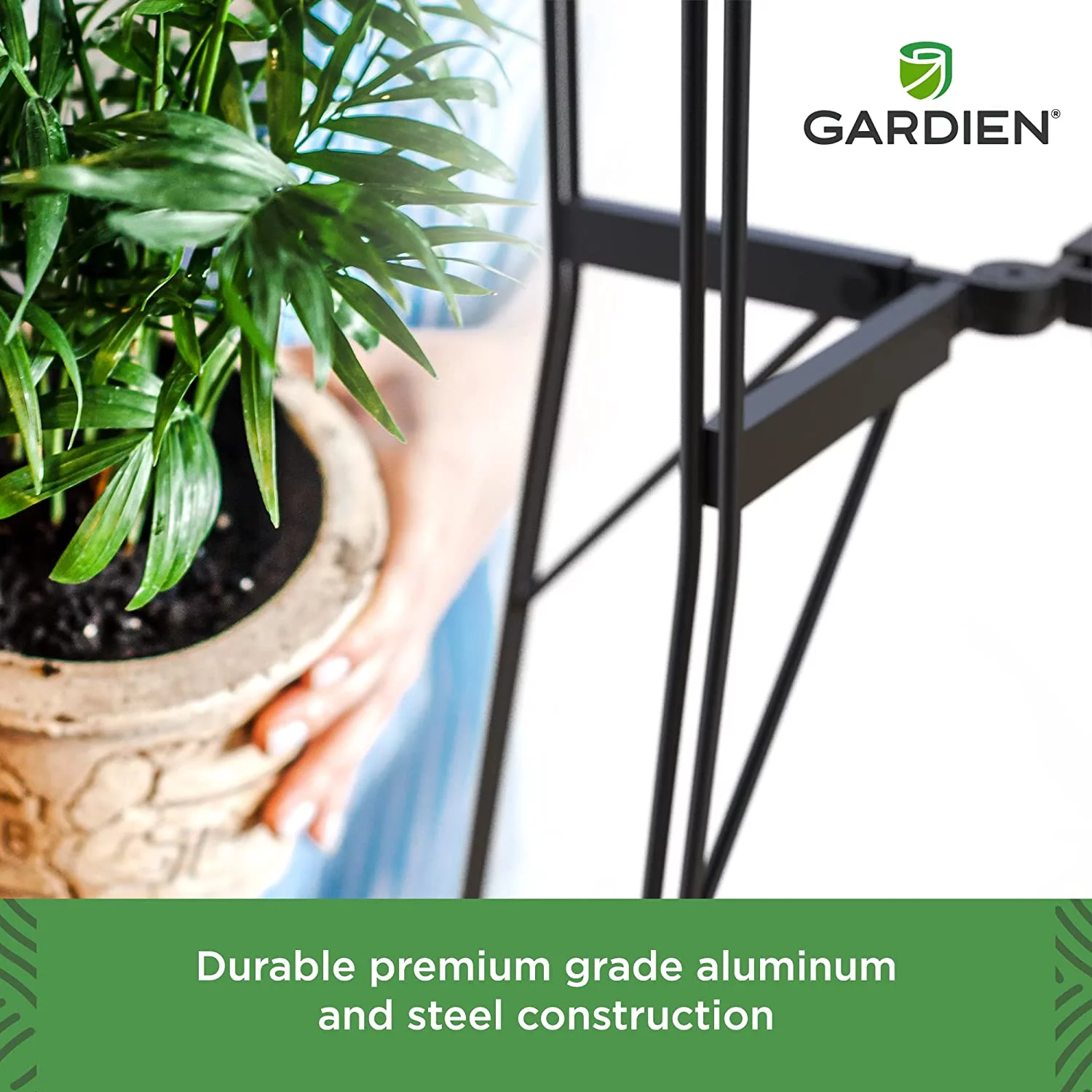 Soho Adjustable Metal Plant Stand Indoor Outdoor Planters Stand for Medium, Large Potted Plants, Modern, Mid Century, Single Plant Pot Holders, Silver