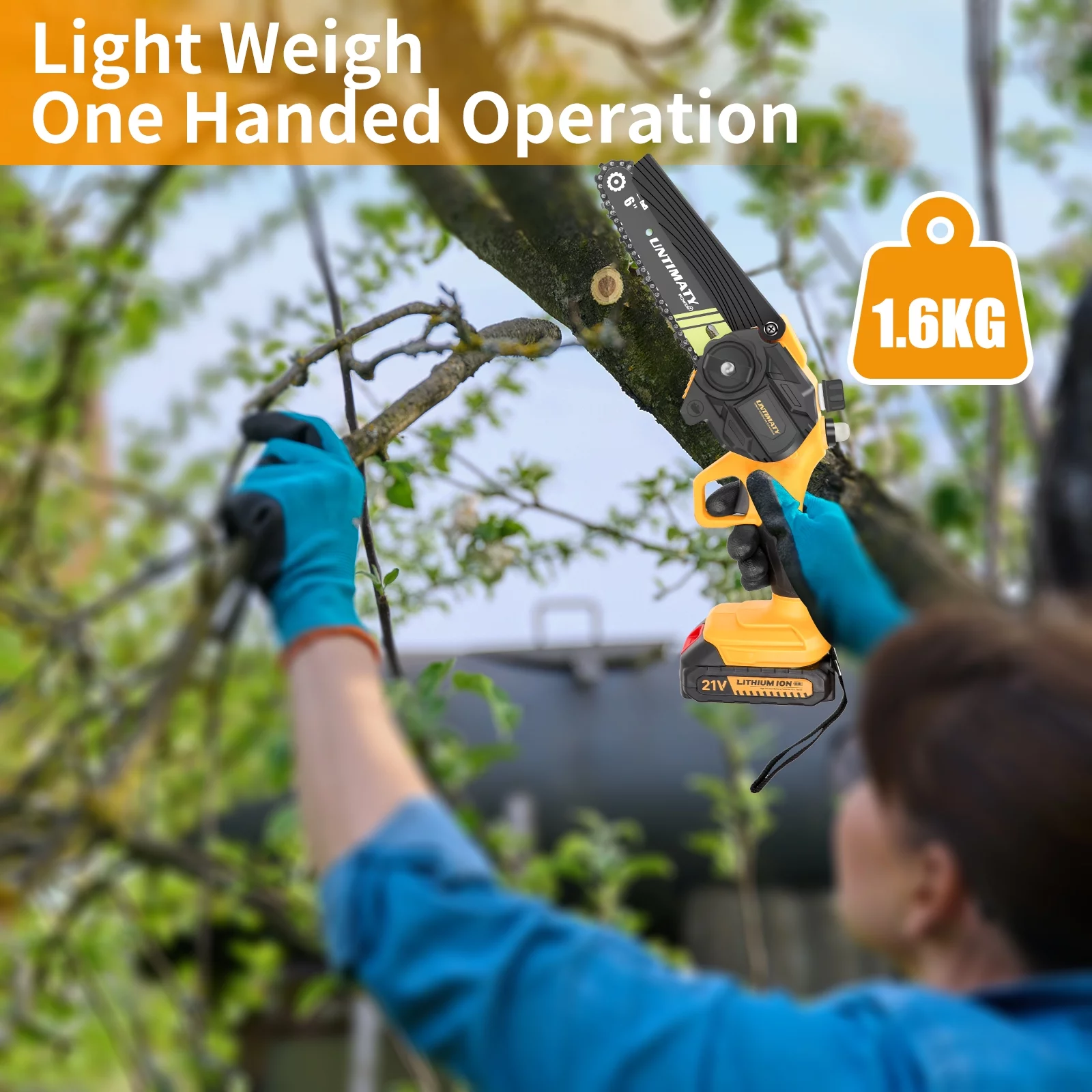 UNTIMATY 6 Inch Mini Chainsaw, Electric Cordless Chainsaw with 2 Batteries, Handheld Small Chain Saw for Tree Trimming Branch Wood Cutting