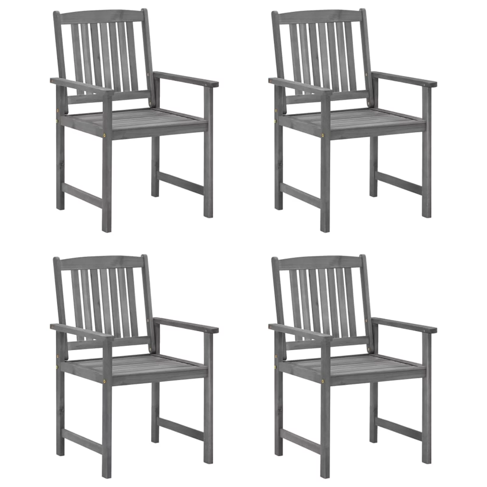 Anself 4 Piece Garden Chairs with Cream Cushion Acacia Wood  Dining Chair Gray for Patio, Balcony, Backyard,  Furniture 24 x 22.4 x 36.2 Inches (W x D x H)