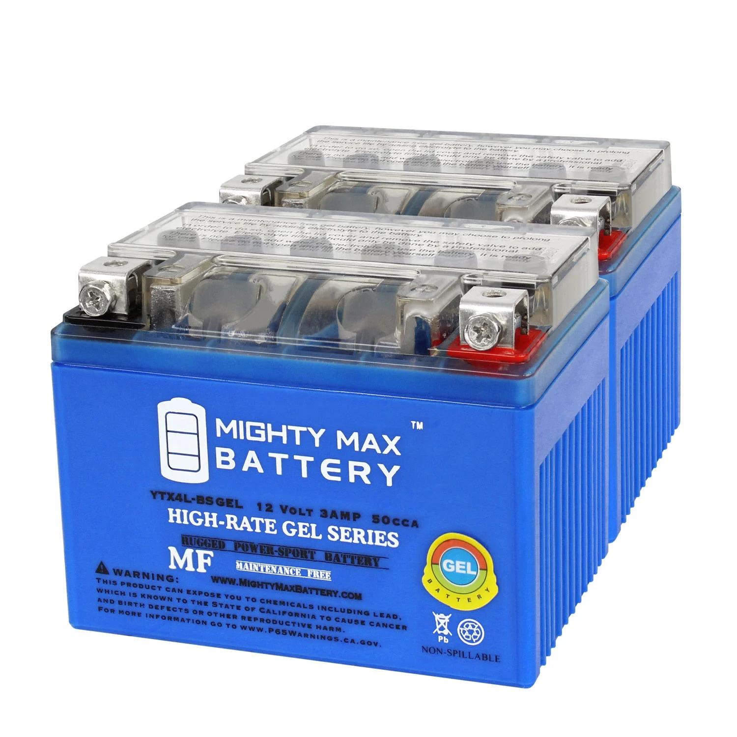 YTX4L-BSGEL 12V 3AH GEL Replacement Battery compatible with ATV Snowmobile Mowers PWC Watercraft - 2 Pack