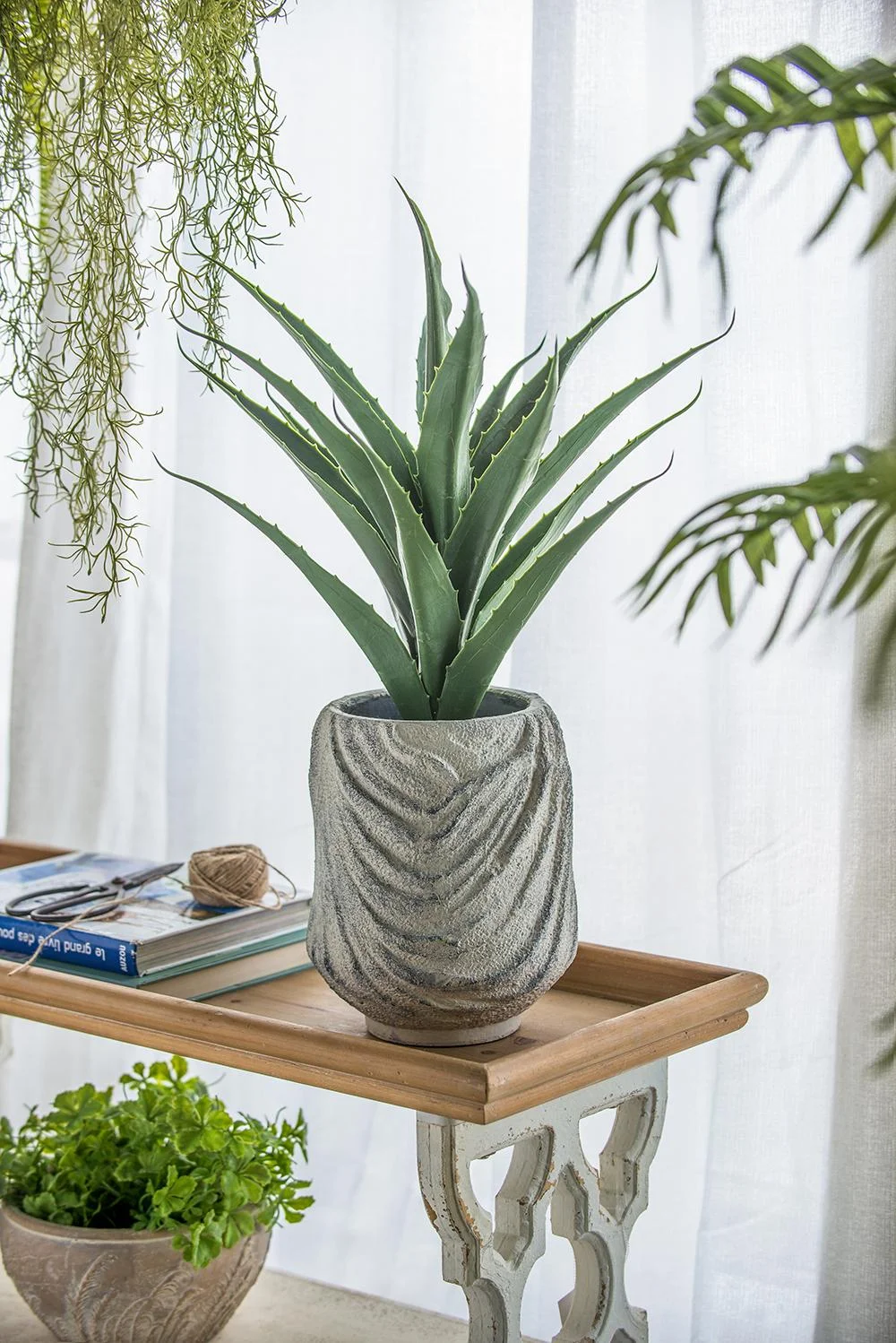 A&B Home Gray Terracotta Planter with Asymmetrical Wavy Texture 8.5