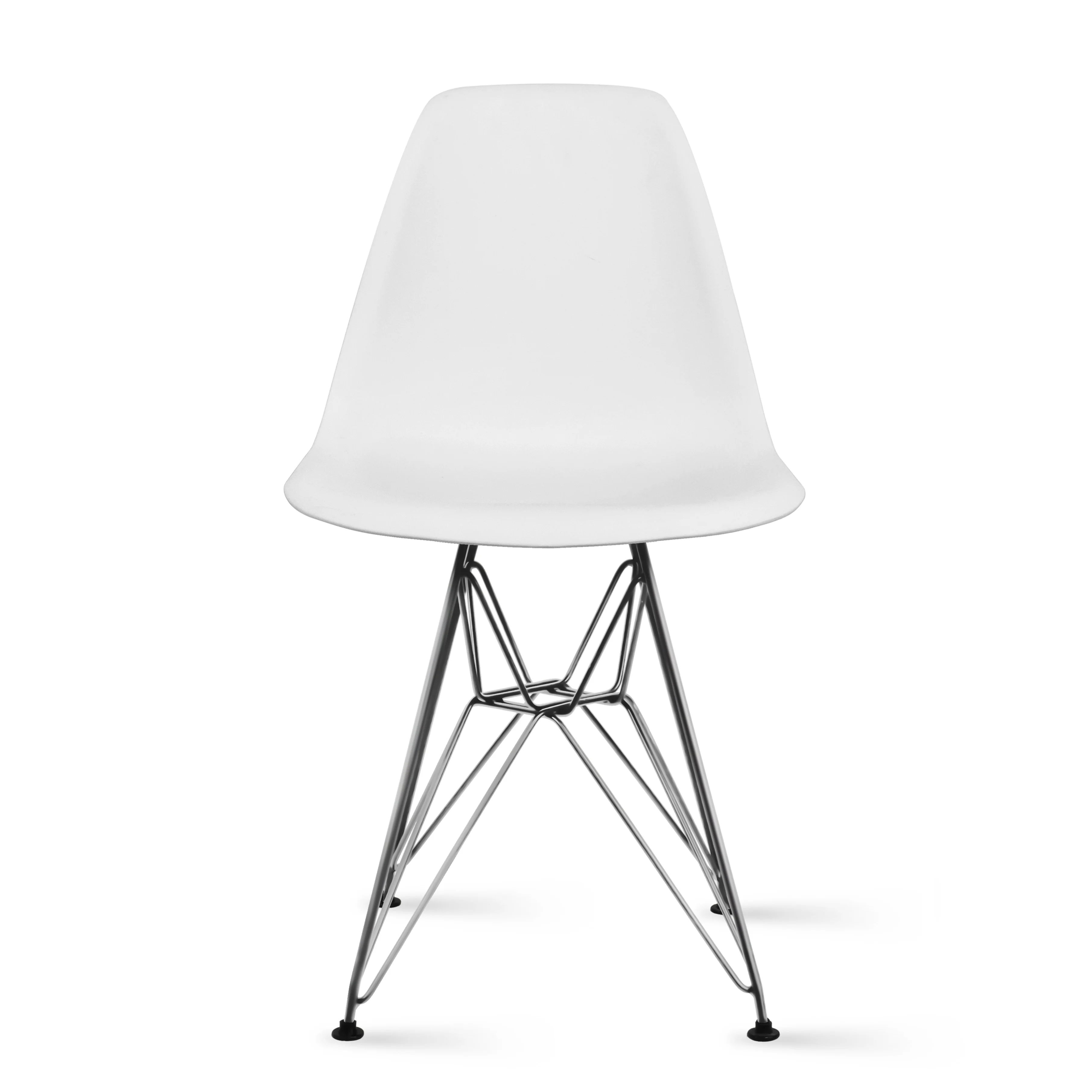 2xhome White Desk Chair Mid Century Modern Industrial Contemporary Plastic Molded Shell Assembled Chair Chrome