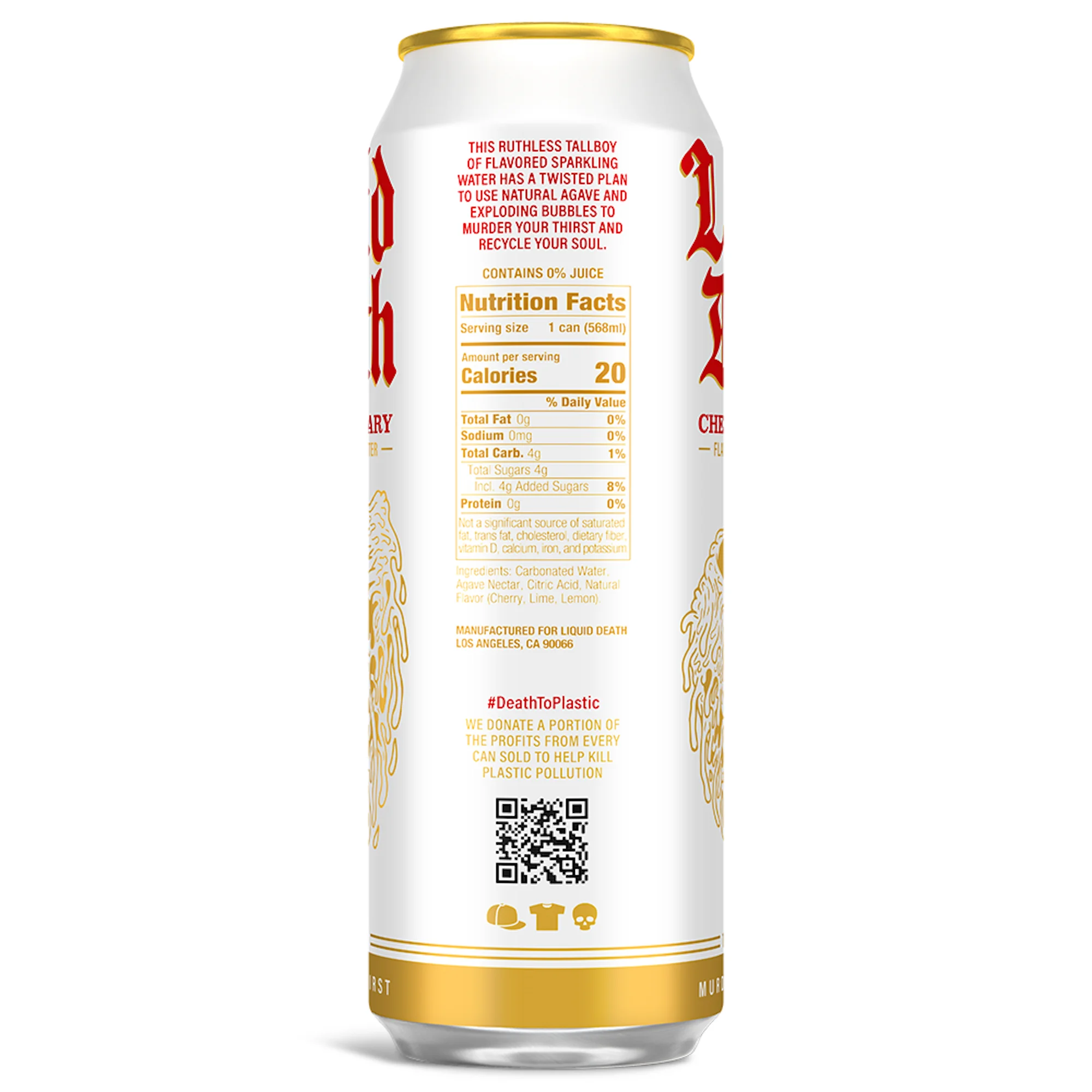 Liquid Death Sparkling Water, Cherry Obituary 19.2 oz King Size Can