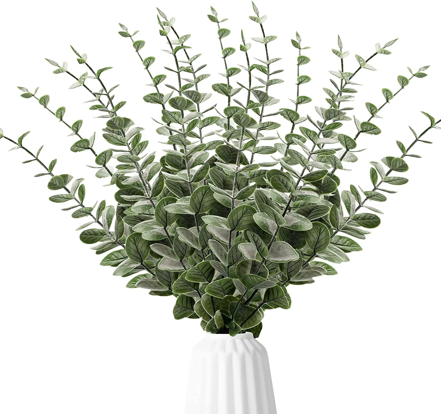 Zukuco Artificial Eucalyptus Stems Faux Eucalyptus Branches Leaves, Fake Silver Dollar Eucalyptus Plant for Wedding Home Bouquet Centerpiece Office Décor