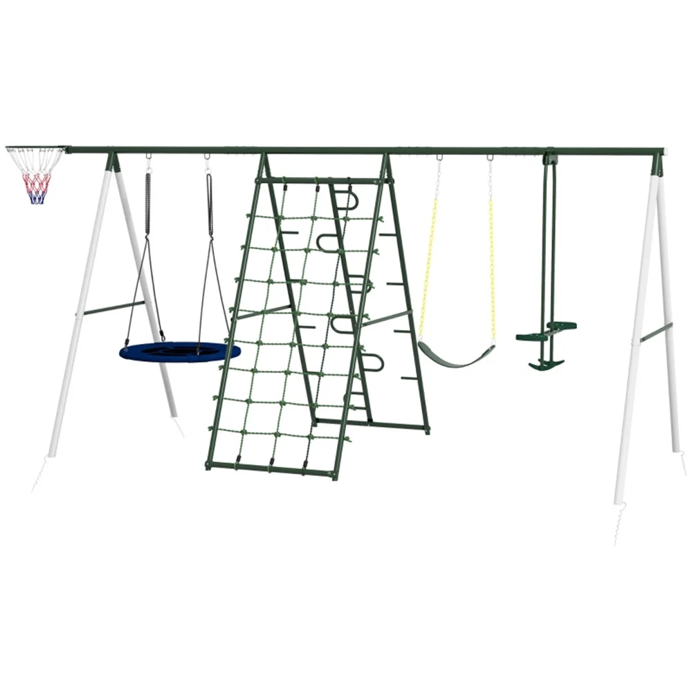 Garden Bliss Outdoor Swing Set with Canopy - Durable Steel Frame, Adjustable Canopy, Comfortable Seats - Perfect for Relaxing in Your Backyard