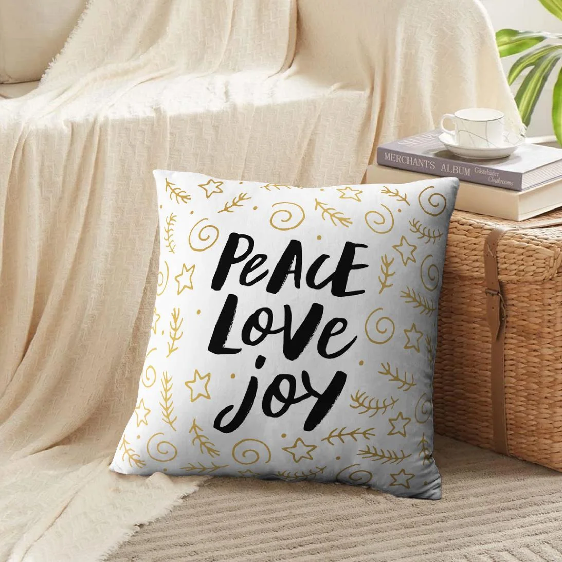 LALILO Throw Pillow Covers Peace Love Joy Trendy Brush Lettering Cushion Cover 18