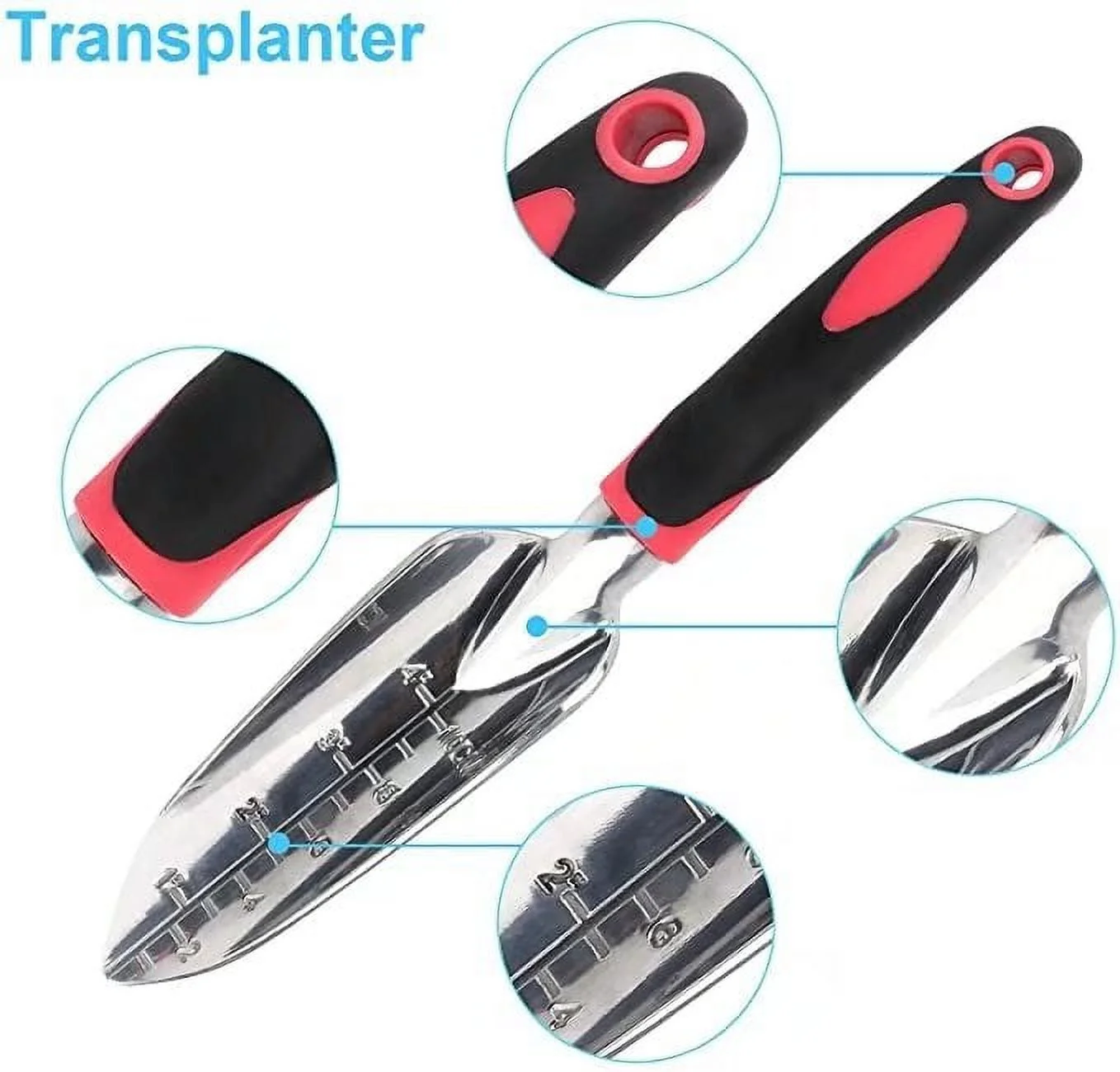 Garden Tool Set 3 Piece Heavy Duty Gardening Kit with Soft Rubberized Non-Slip Handle (Orange)