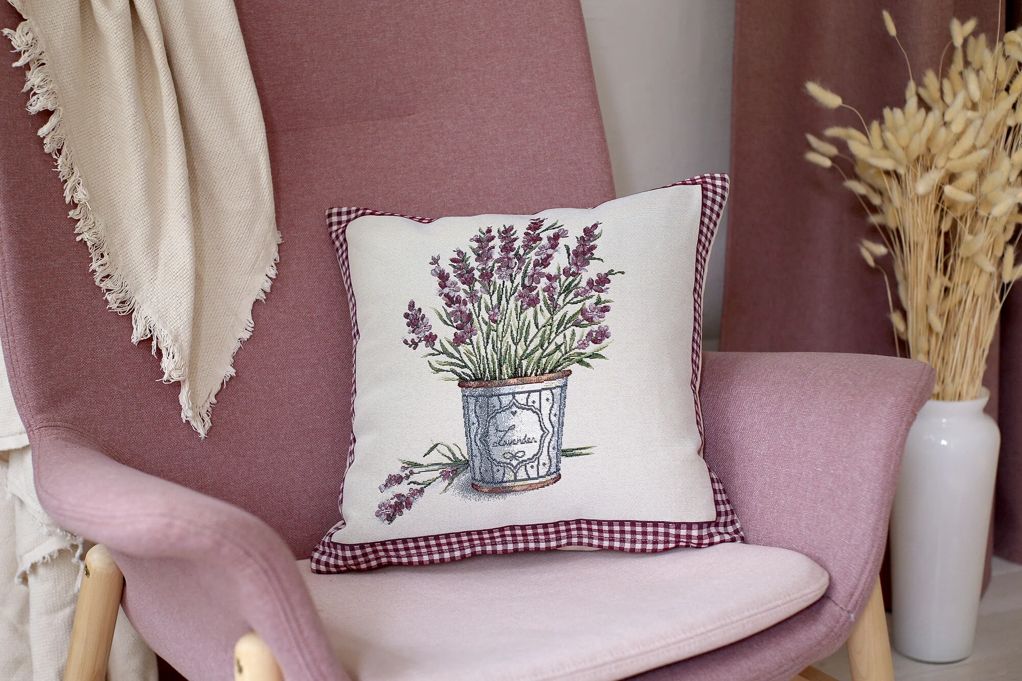 STPgoods Lavender Bucket Decorative Cotton Throw Pillow 18