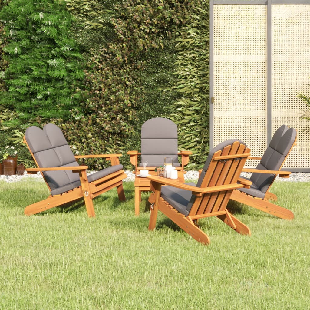 moobody 5 Piece Adirondack Patio Set Solid Wood Acacia
