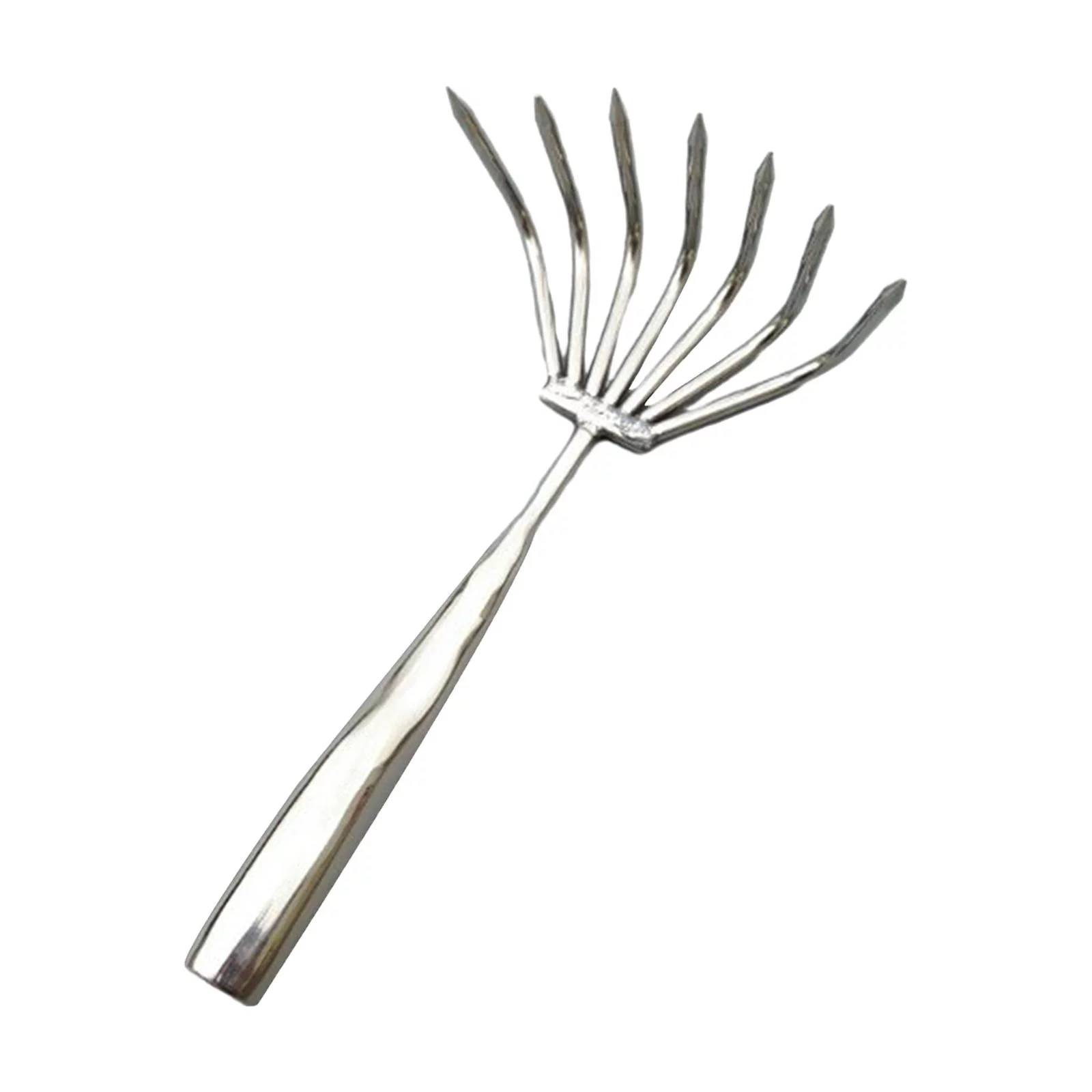 Hand Rake Gardening Leaf Rake Comfort Handle ,Handheld Claw Rake Soil Tiller ,Metal Shrub Rake for Mulch Loosening Soil Grass Lawn Weeding 7 Tines