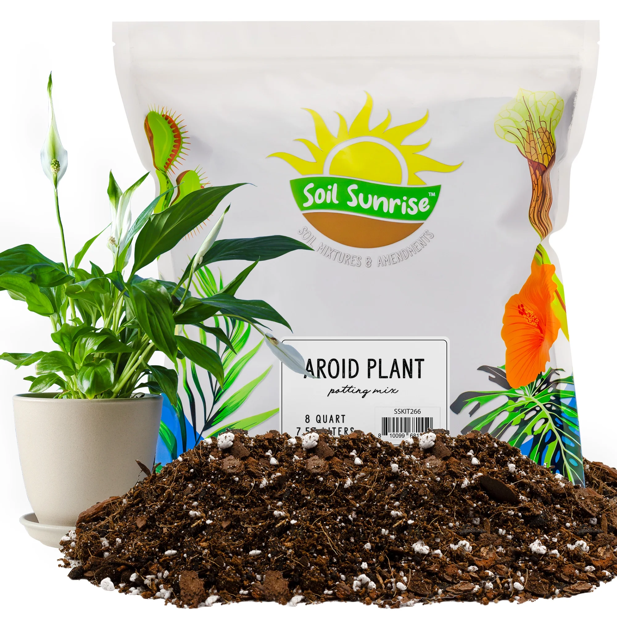 Aroid Plant Potting Soil Mix (8 Quarts), for Pothos Devil's Ivy, ZZ Plant, Chinese Evergreen, Dumb Cane, Philodendron, Syngonium, Alocasia, Colocasia Etc.