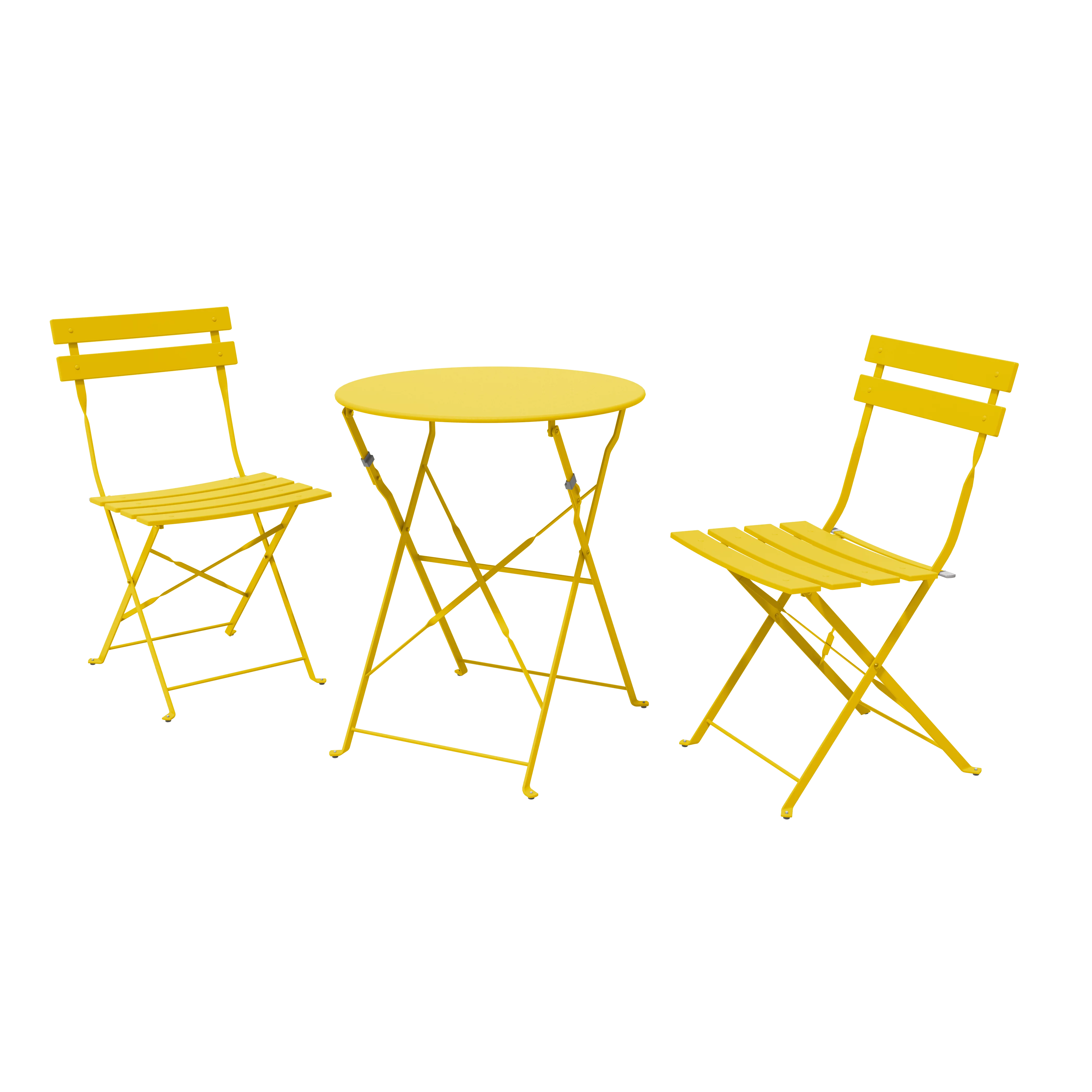 Patio Metal 3-Piece Folding Bistro Table and Chairs Set, Outdoor Patio Dining Furniture for Small Spaces, Balcony