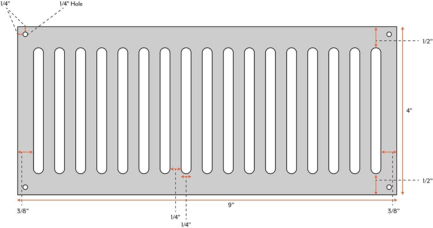 AMS Fireplace 9x4 Inch 321 High Gauge Commercial Grade Stainless Steel Fire Pit Enclosure Vent.