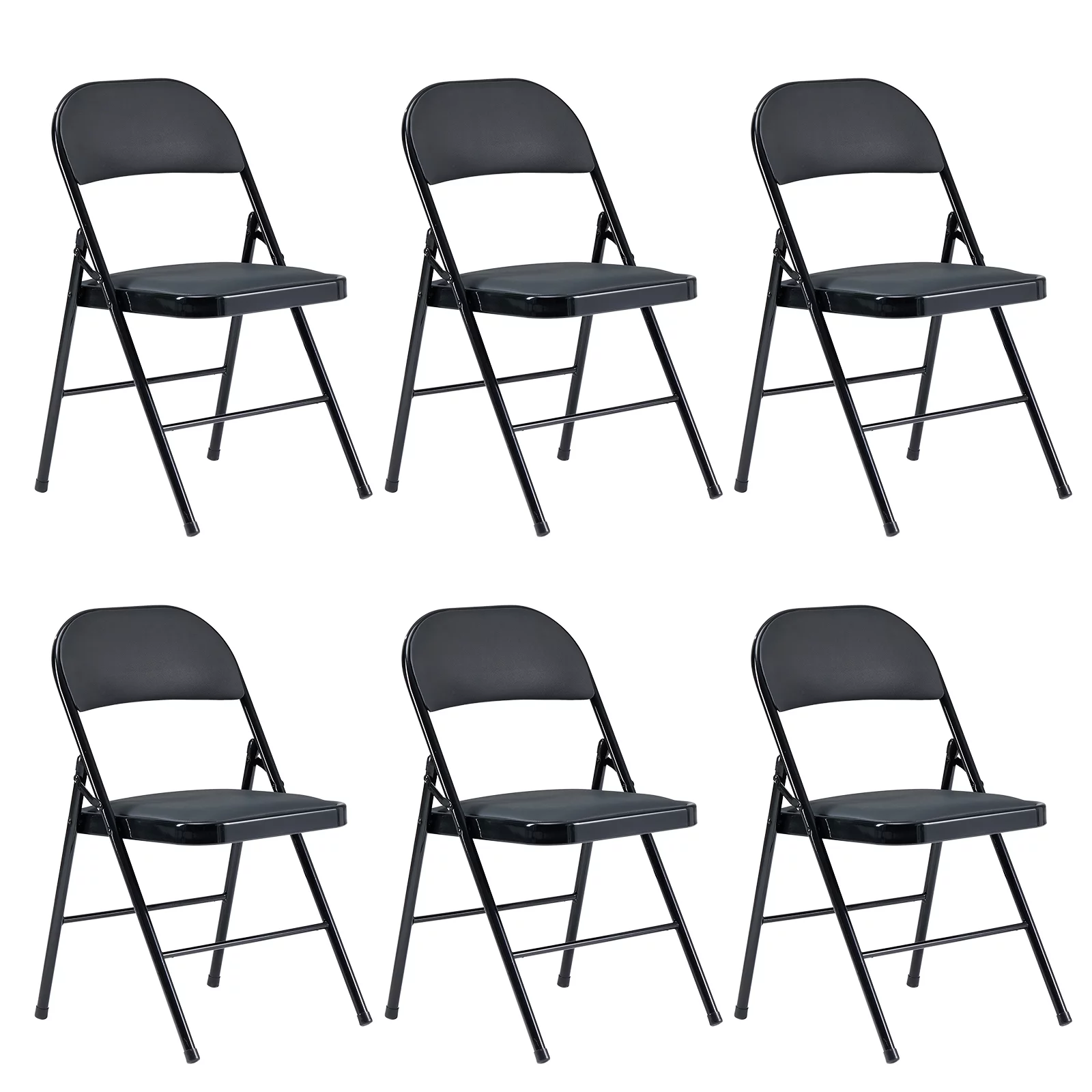 UBesGoo 6 Pack Folding Chairs Cushioned Padded Seat Wedding Chairs with Metal Frame Home Office Party Use Black