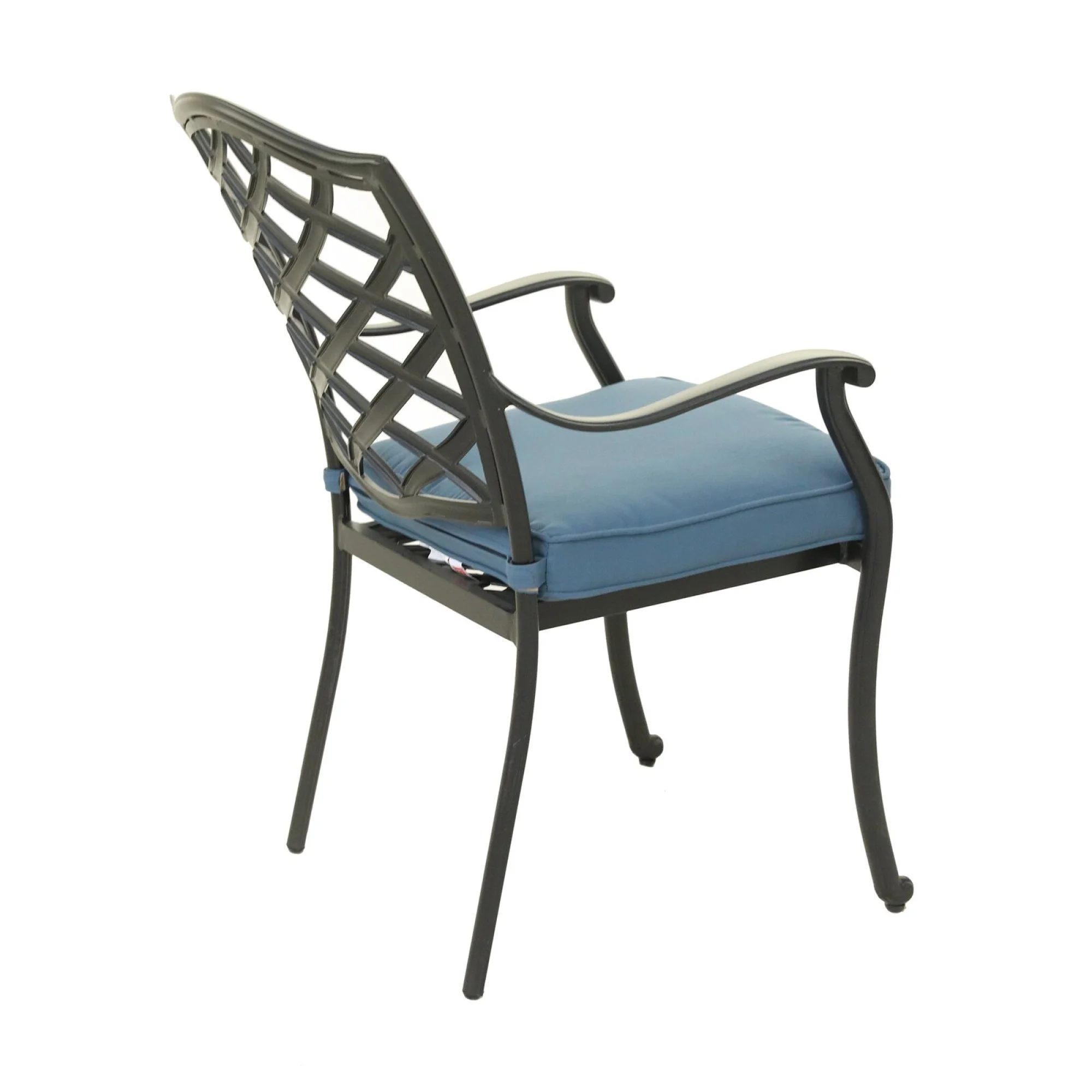 Halston Outdoor Dining Arm Chair, Sapphire Blue, Set of 2, Aluminum Frame