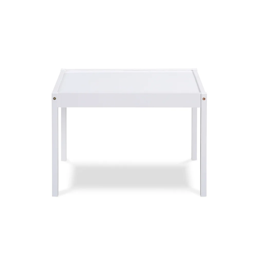 DeeHome Della 3-Piece Solid Wood Kids Table & Two Chair Set, White